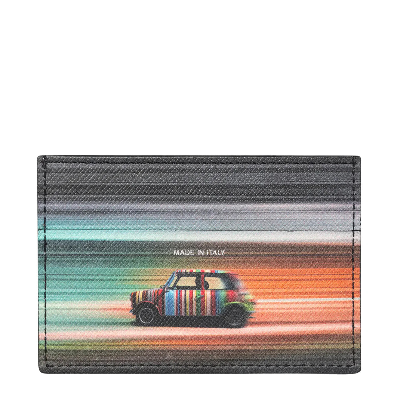 Paul Smith 'Mini Blur' Print Leather Card Holder Black - The Sporting Lodge