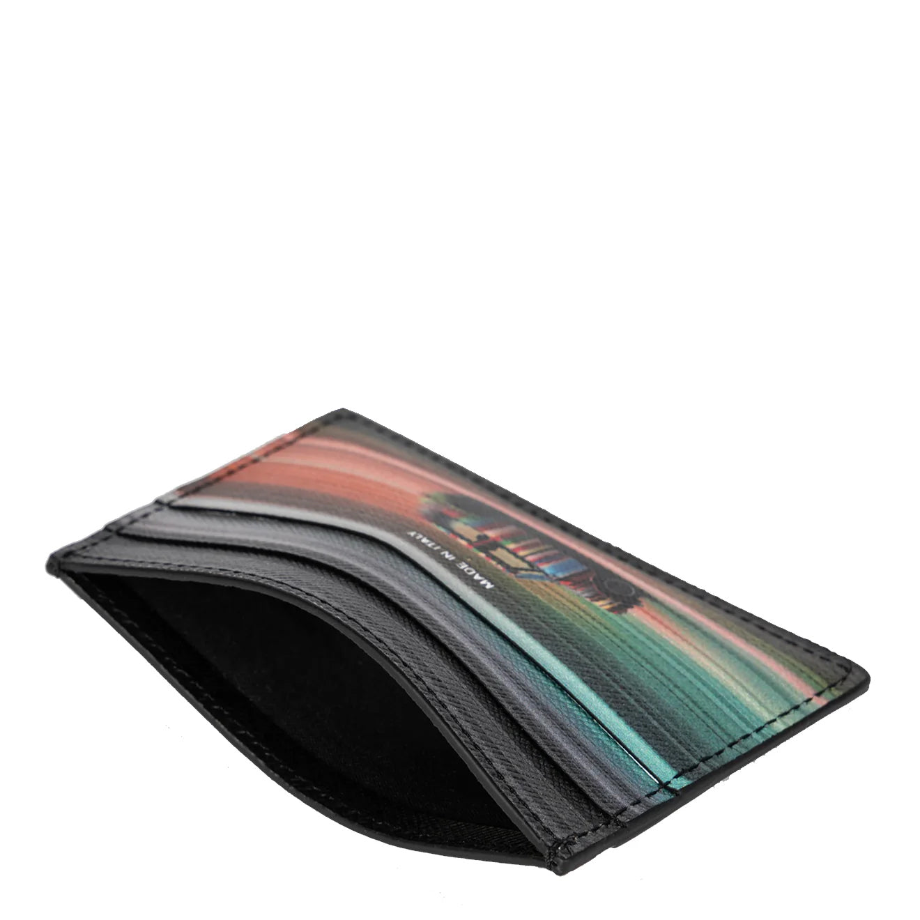 Paul Smith 'Mini Blur' Print Leather Card Holder Black - The Sporting Lodge