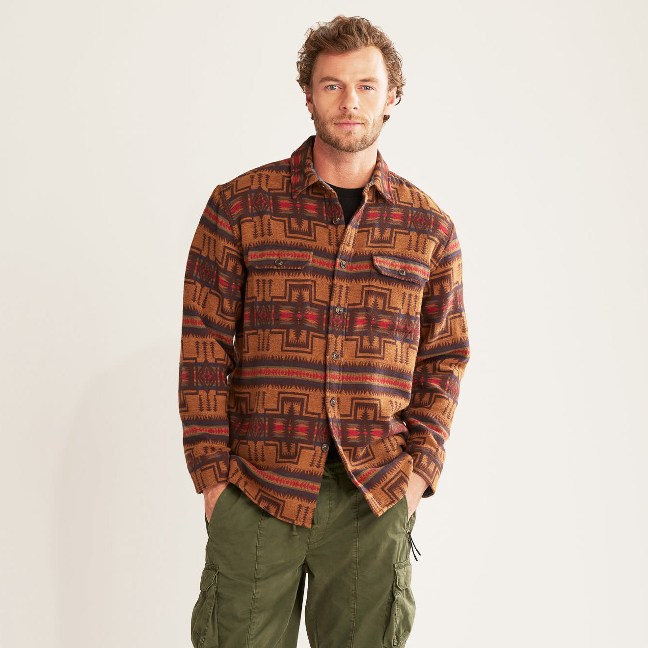 Pendleton Driftwood LS Shirt Harding Gold / Navy-2