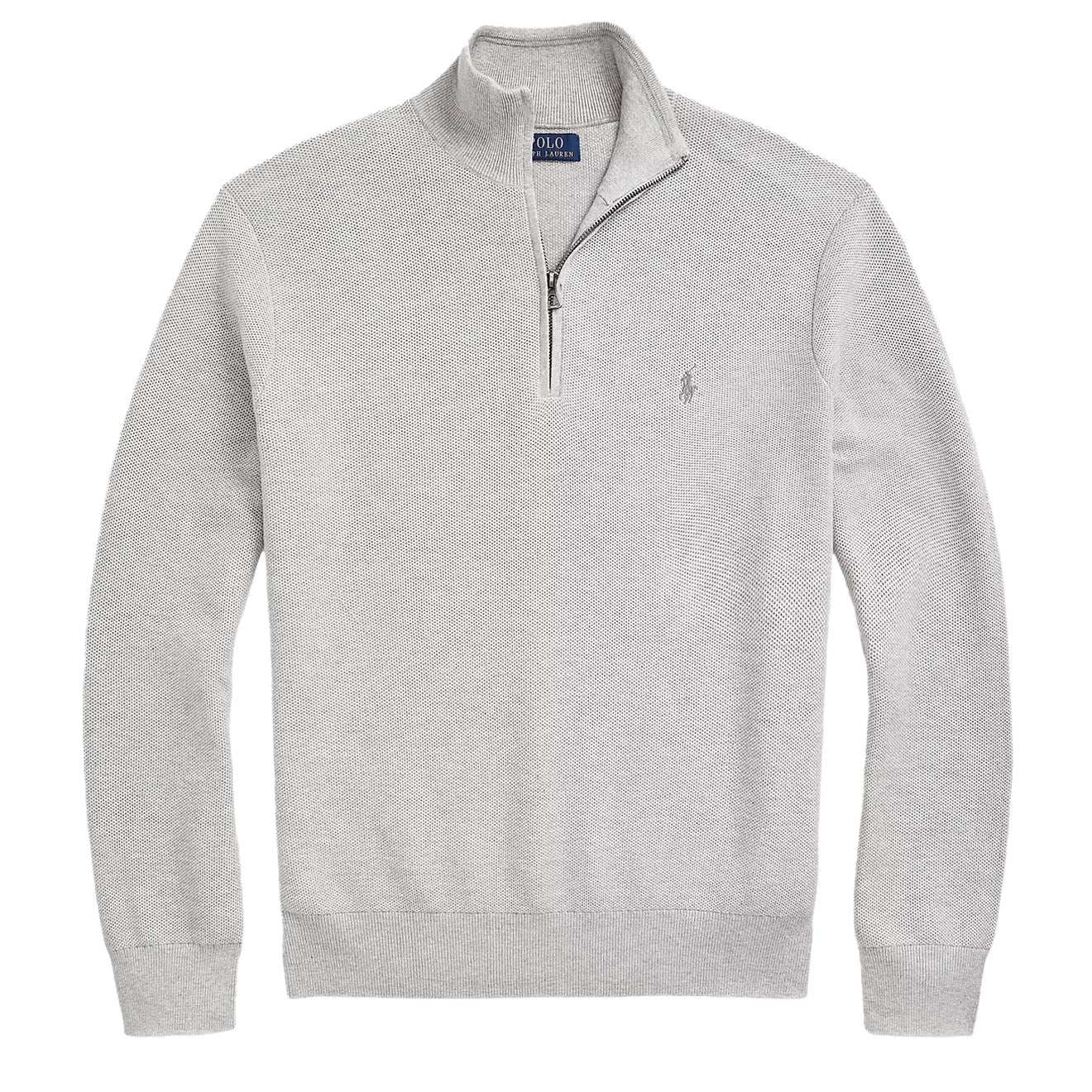 Polo Ralph Lauren Mesh-Knit Cotton Quarter-Zip Jumper Andover Heather
