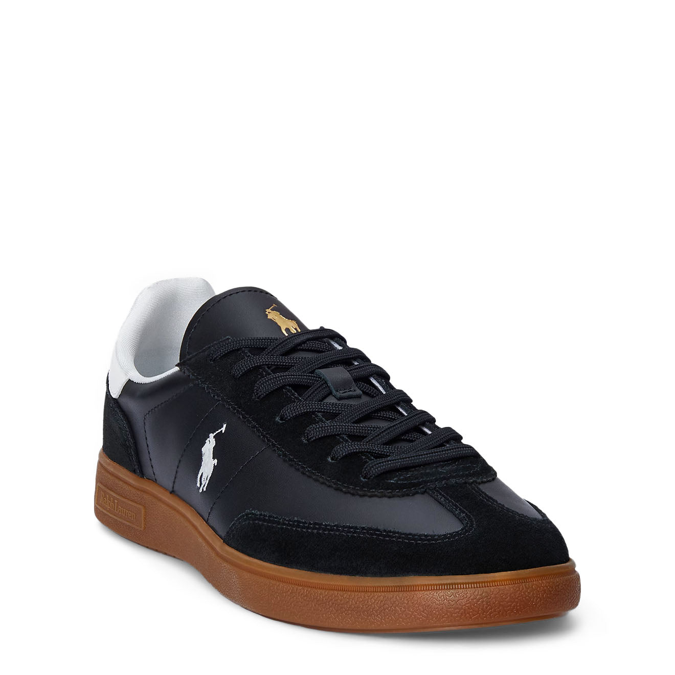 Polo Ralph Lauren Bedford Leather-Suede Trainer Black / White - The Sporting Lodge