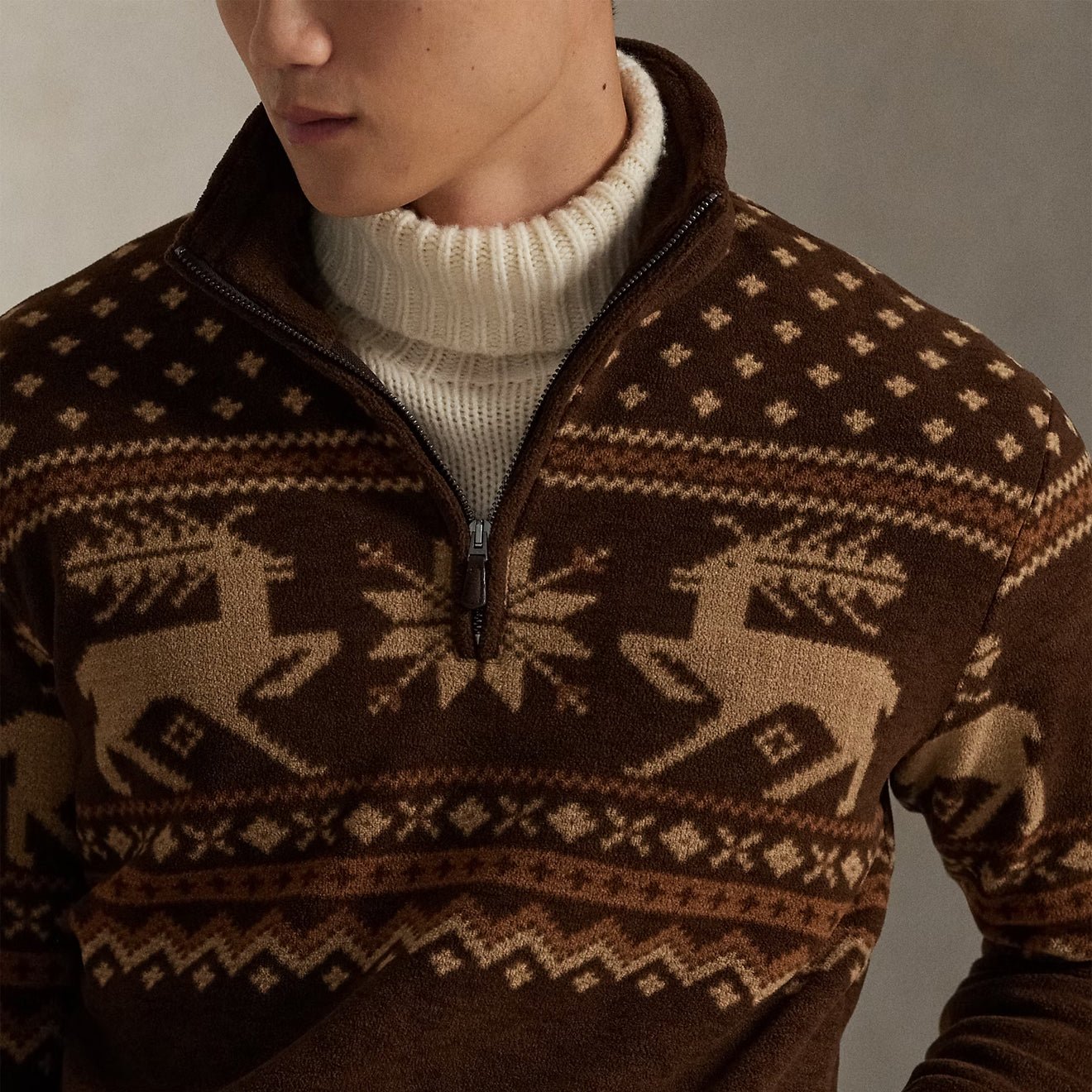 Polo Ralph Lauren Brushed Fleece Quarter-Zip Pullover Cascadia Fairisle - The Sporting Lodge