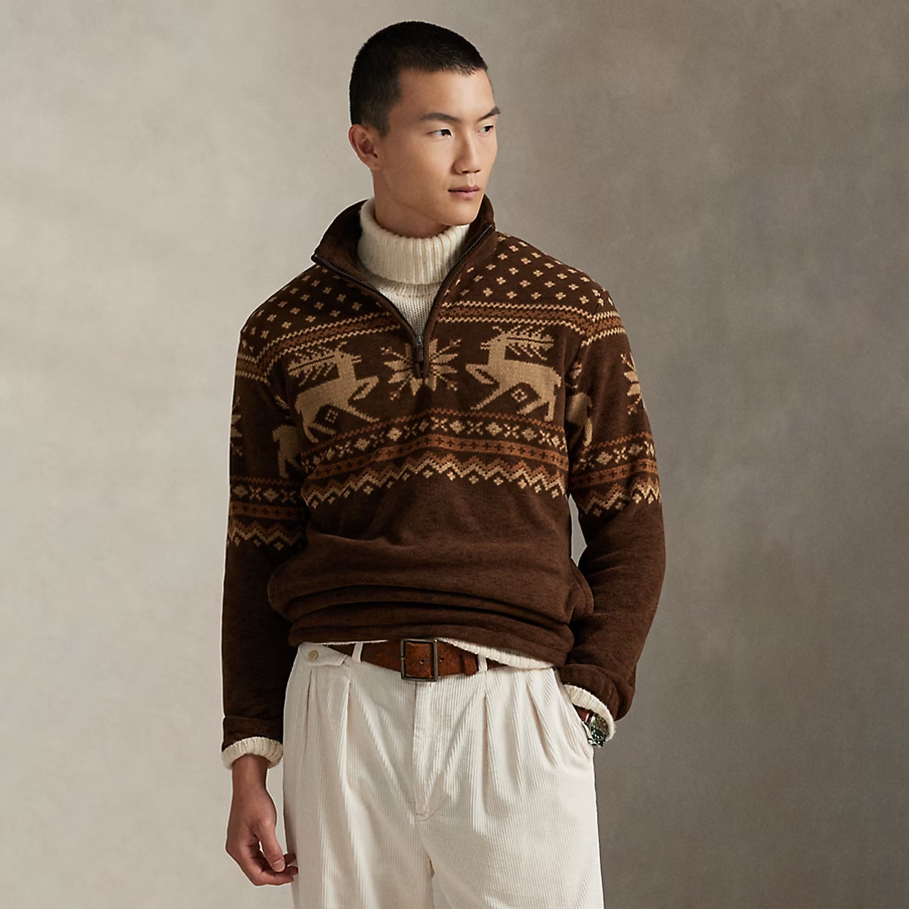 Polo Ralph Lauren Brushed Fleece Quarter-Zip Pullover Cascadia Fairisle