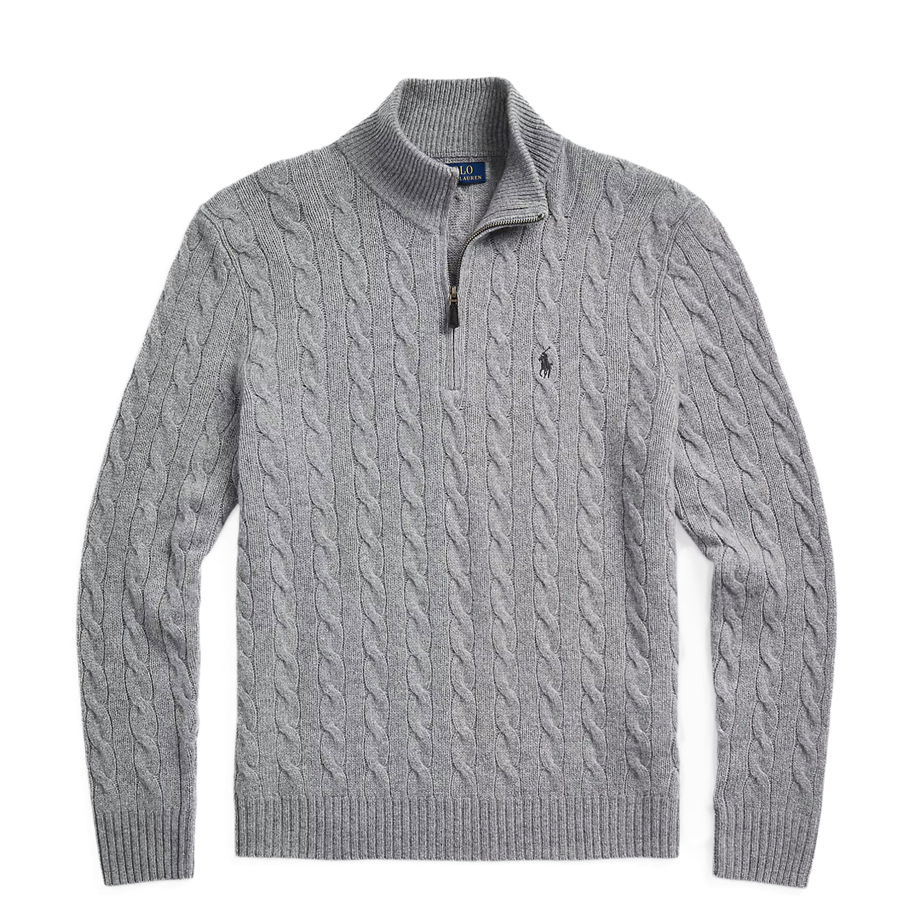 Polo Ralph Lauren Cable-Knit Wool-Cashmere Sweater Fawn Grey Heather