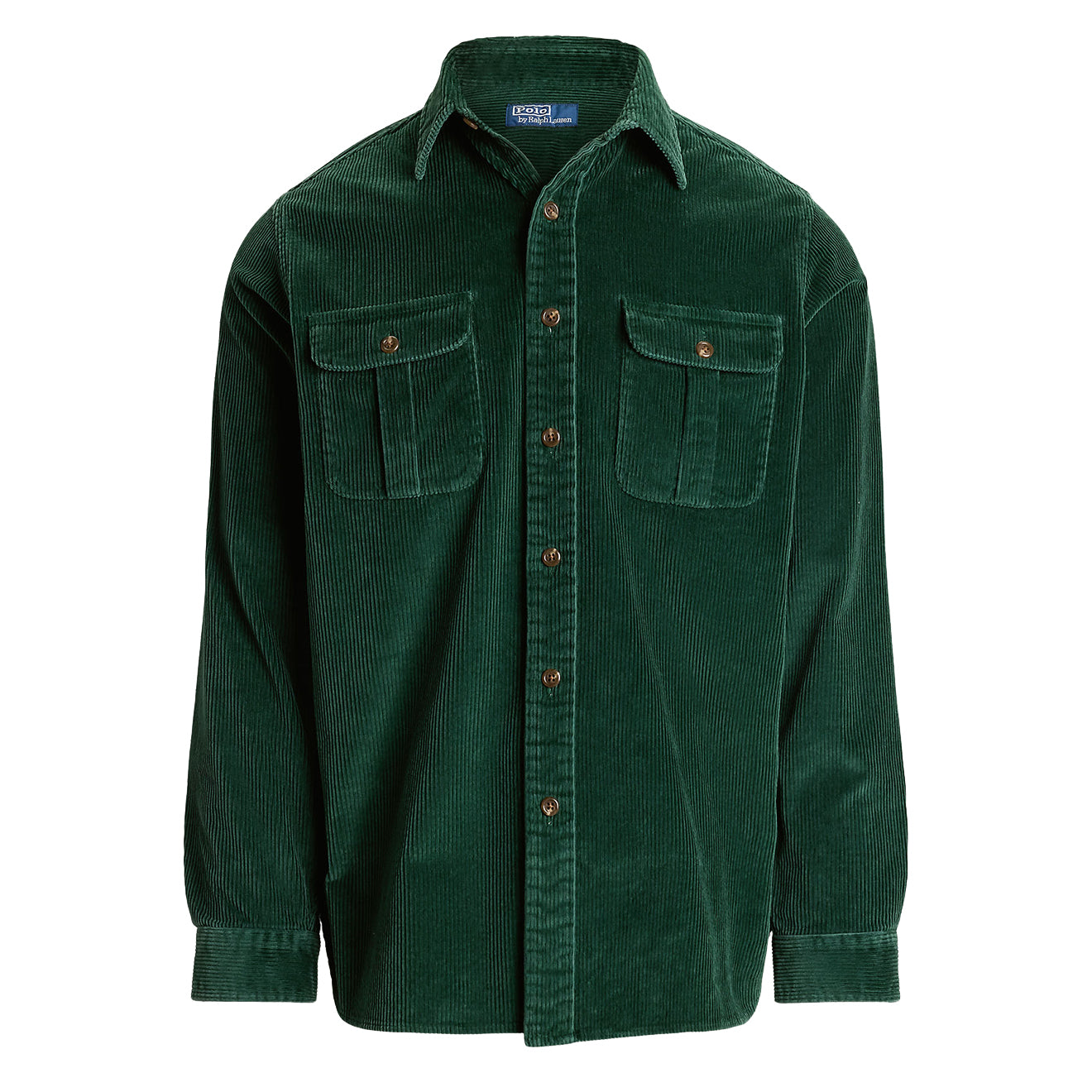 Polo Ralph Lauren Classic Fit Suede-Patch Corduroy Shirt Moss Agate - The Sporting Lodge