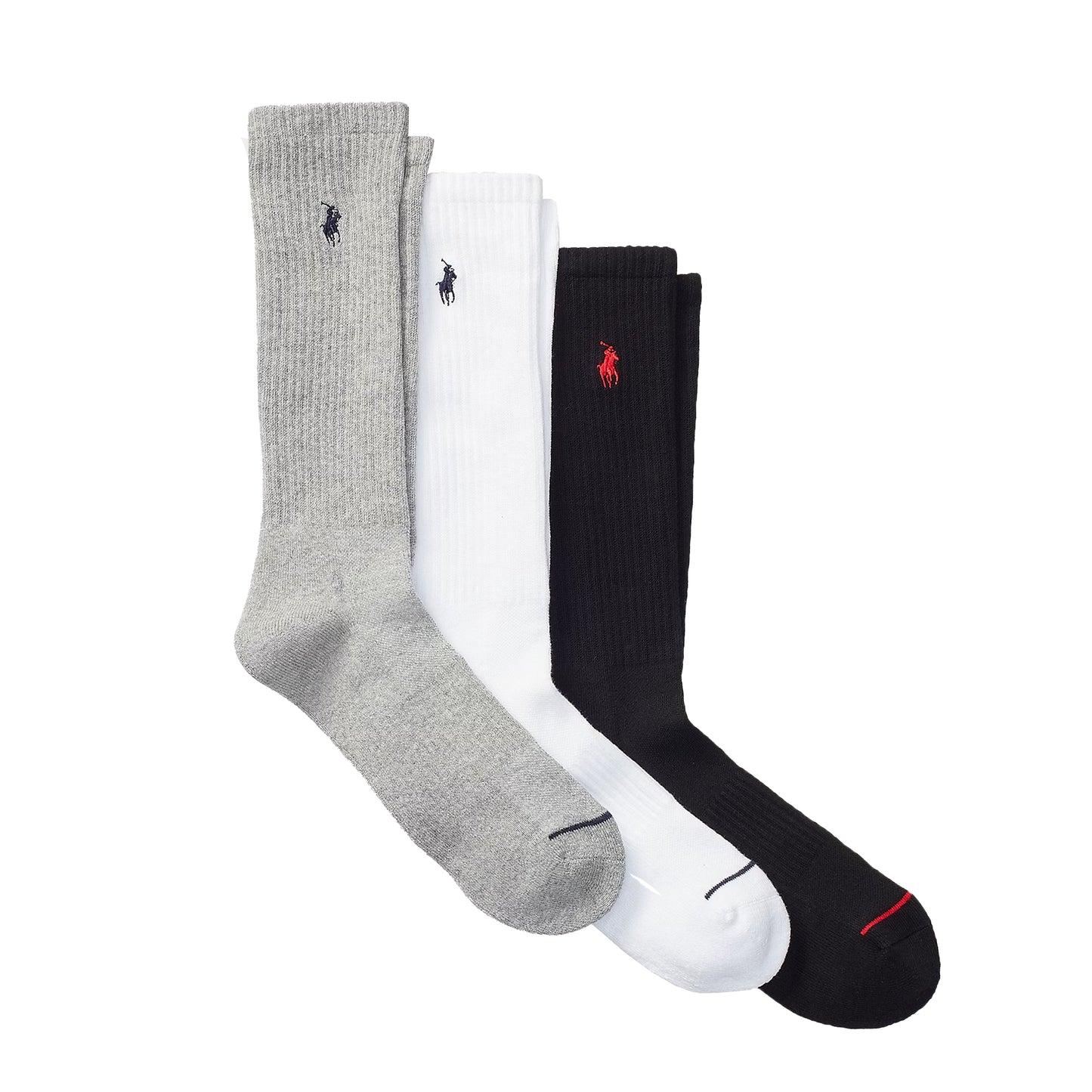 Polo Ralph Lauren Classic Sport Sock 3 Pack Grey / Black / White - The Sporting Lodge