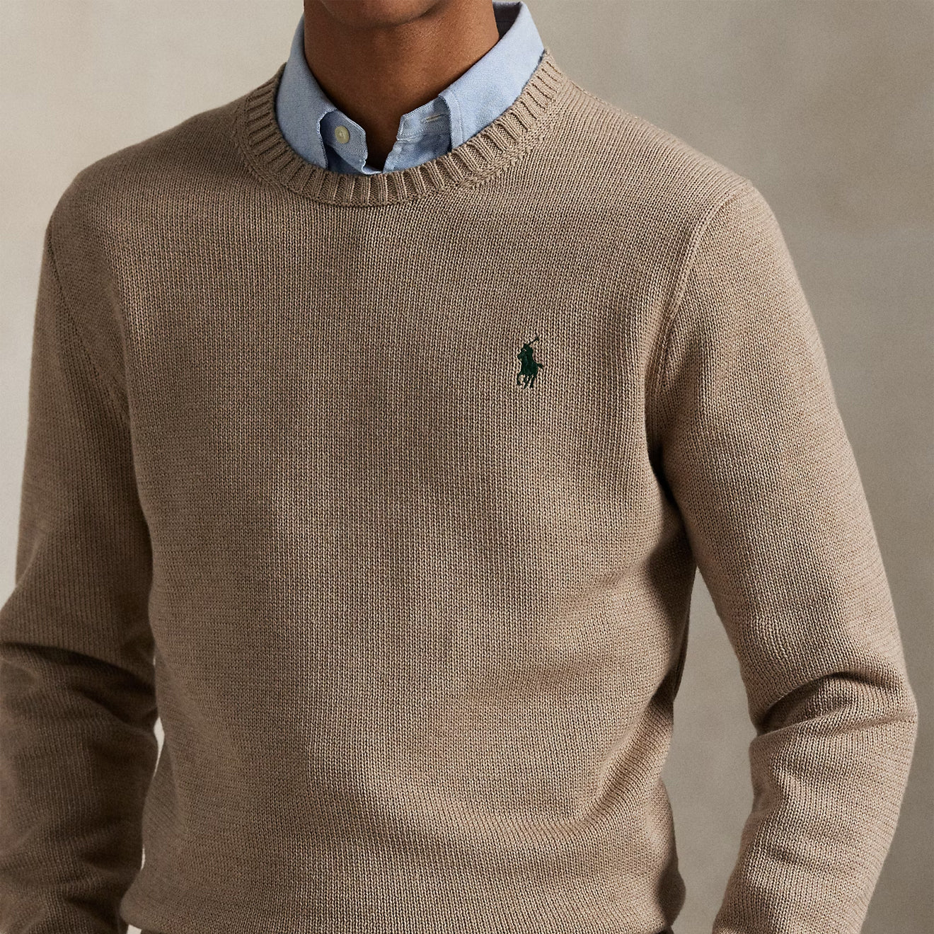 Polo Ralph Lauren Cotton Crewneck Sweater Bronze Melange - The Sporting Lodge