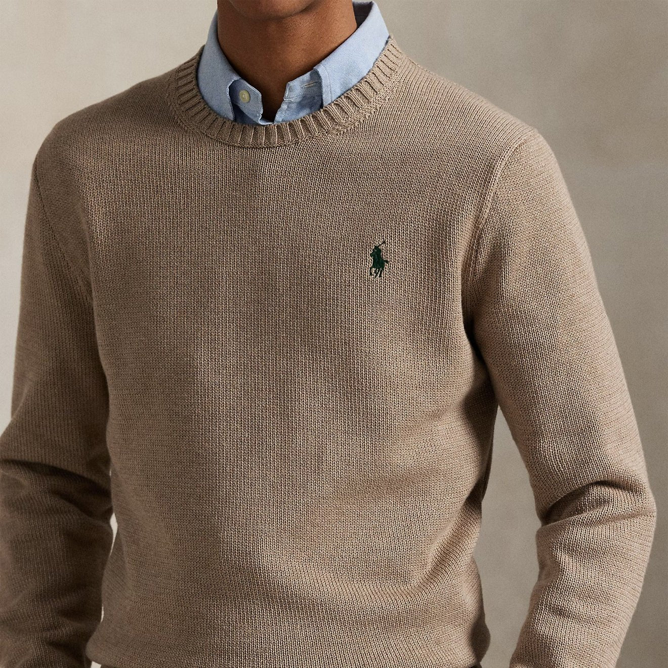 Polo Ralph Lauren Cotton Crewneck Sweater Bronze Melange - The Sporting Lodge