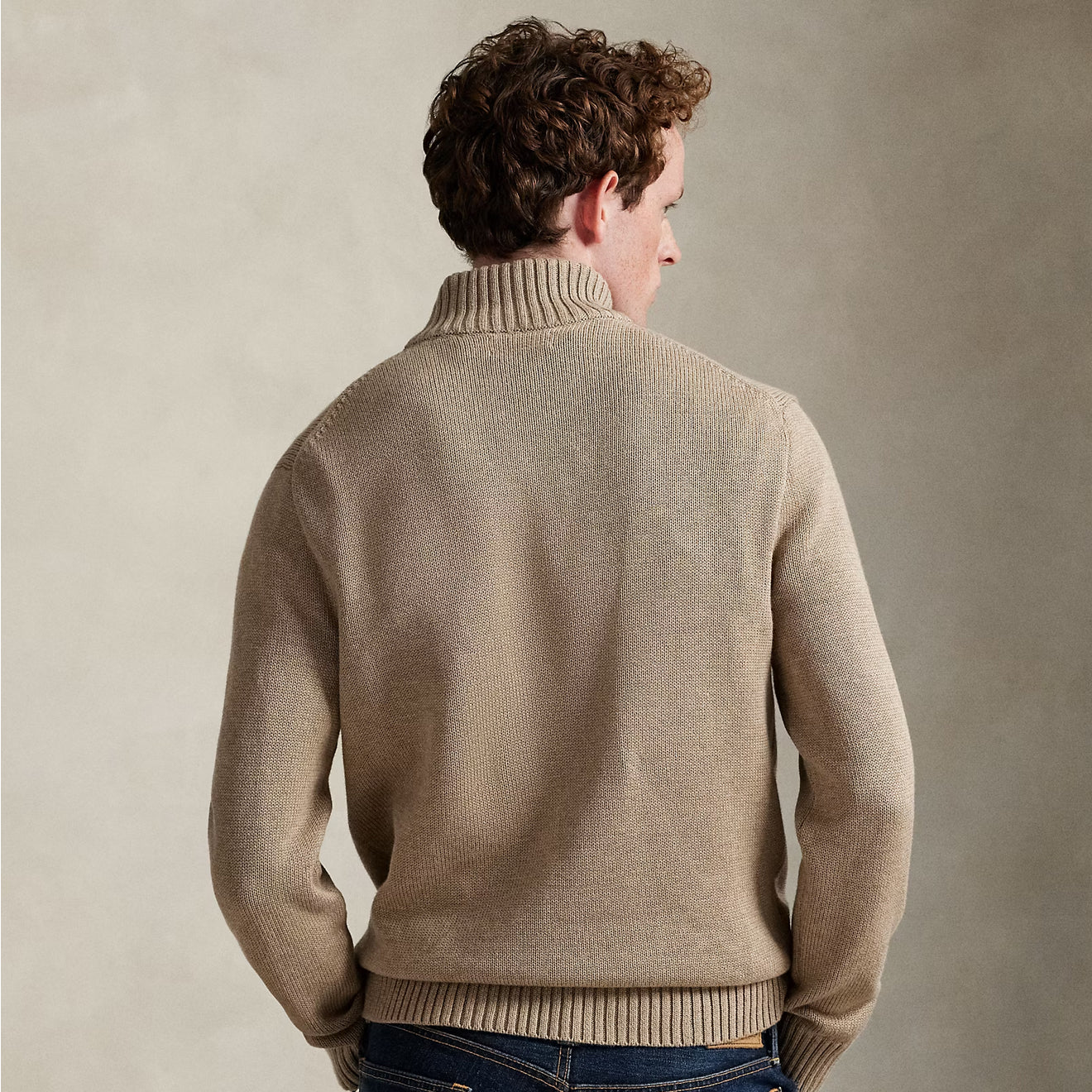 Polo Ralph Lauren Cotton Quarter-Zip Sweater Bronze Melange - The Sporting Lodge