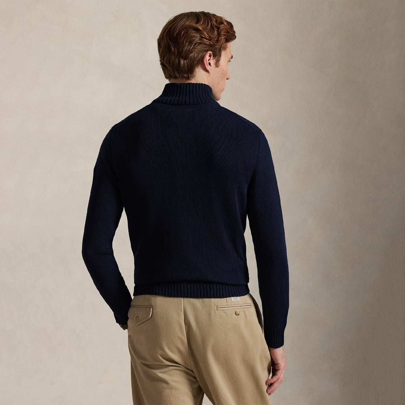 Polo Ralph Lauren Cotton Quarter-Zip Sweater Hunter Navy - The Sporting Lodge