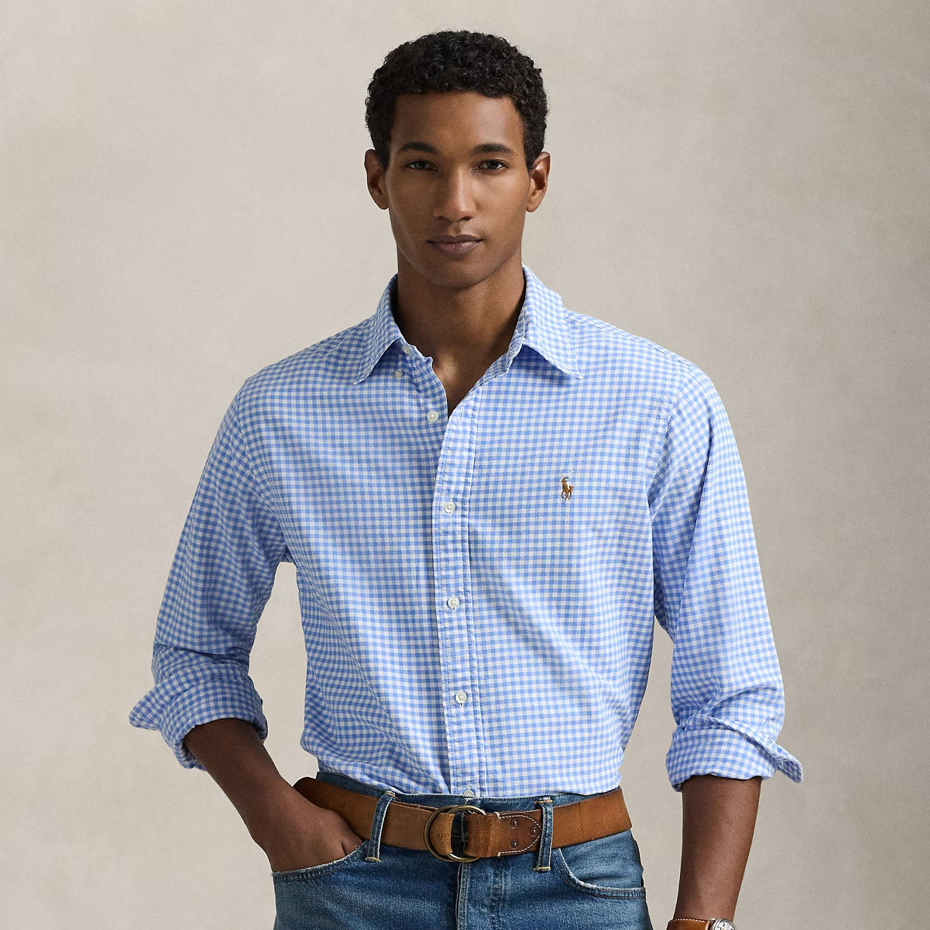 Polo Ralph Lauren Custom Fit Gingham Oxford Shirt Light Blue/White - The Sporting Lodge
