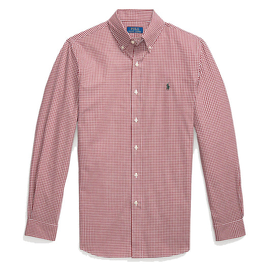 Polo Ralph Lauren Custom Fit Gingham Stretch Poplin Shirt Wine / White - The Sporting Lodge