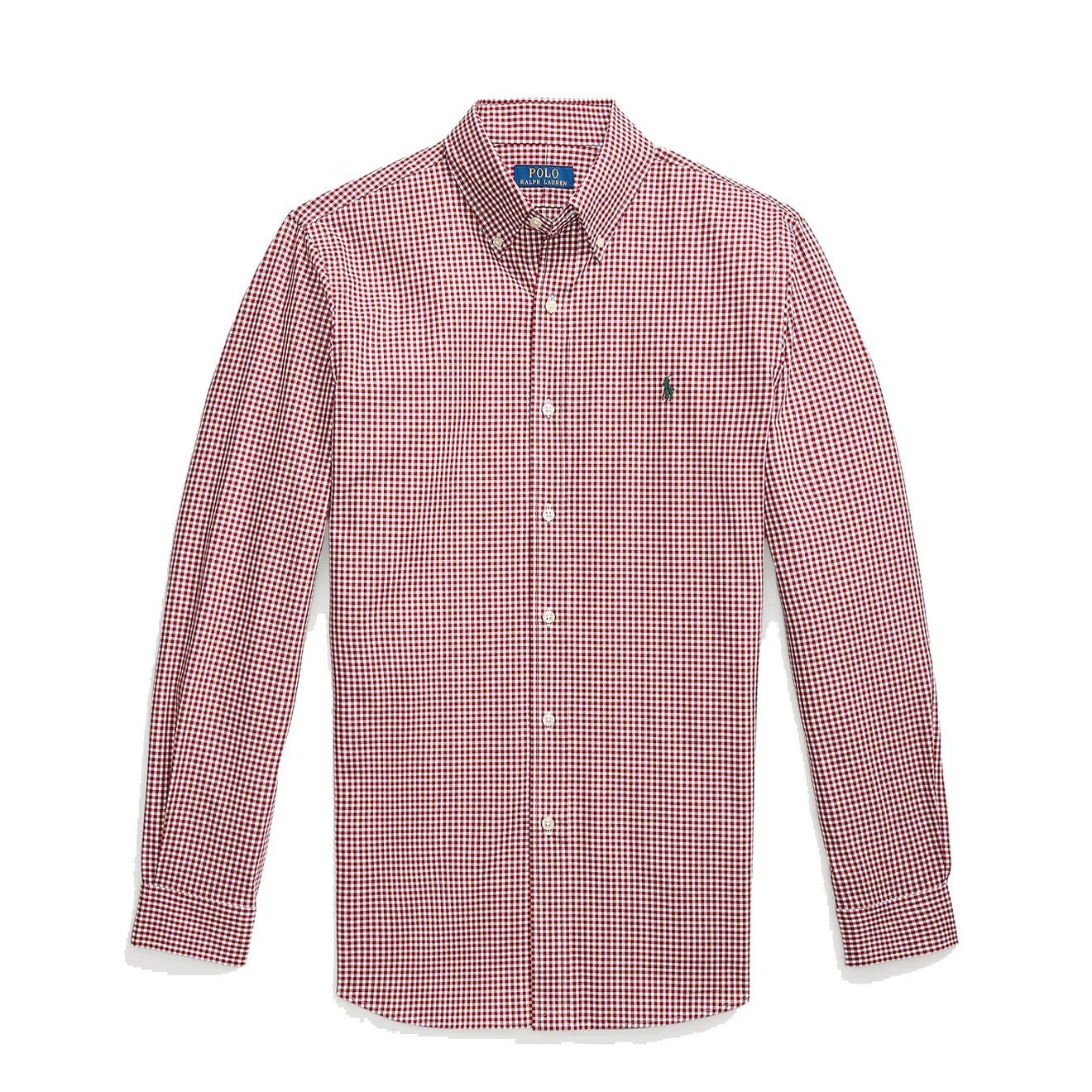 Polo Ralph Lauren Custom Fit Gingham Stretch Poplin Shirt Wine / White - The Sporting Lodge
