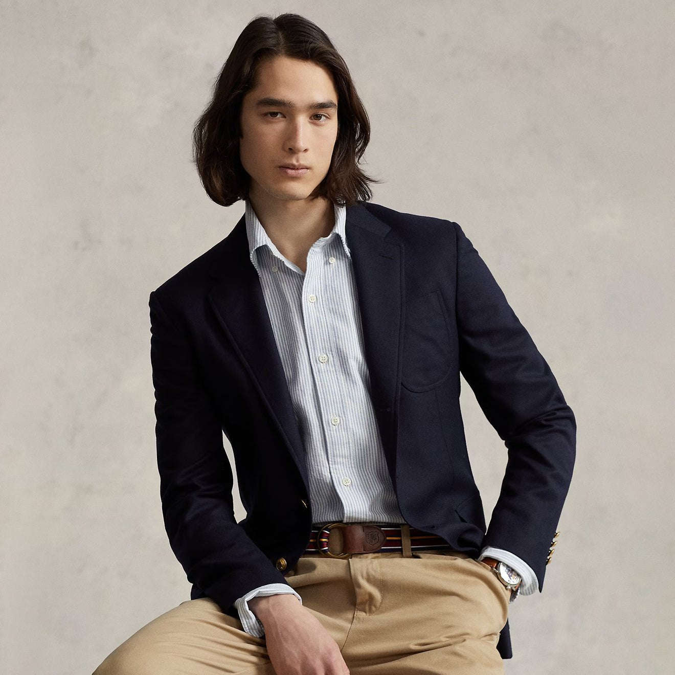 Polo Ralph Lauren Custom Fit Oxford Shirt Blue / White Stripe - The Sporting Lodge