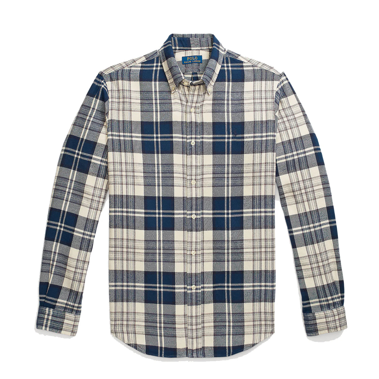 Polo Ralph Lauren Custom Fit Plaid Brushed Flannel Shirt Off White/Navy - The Sporting Lodge