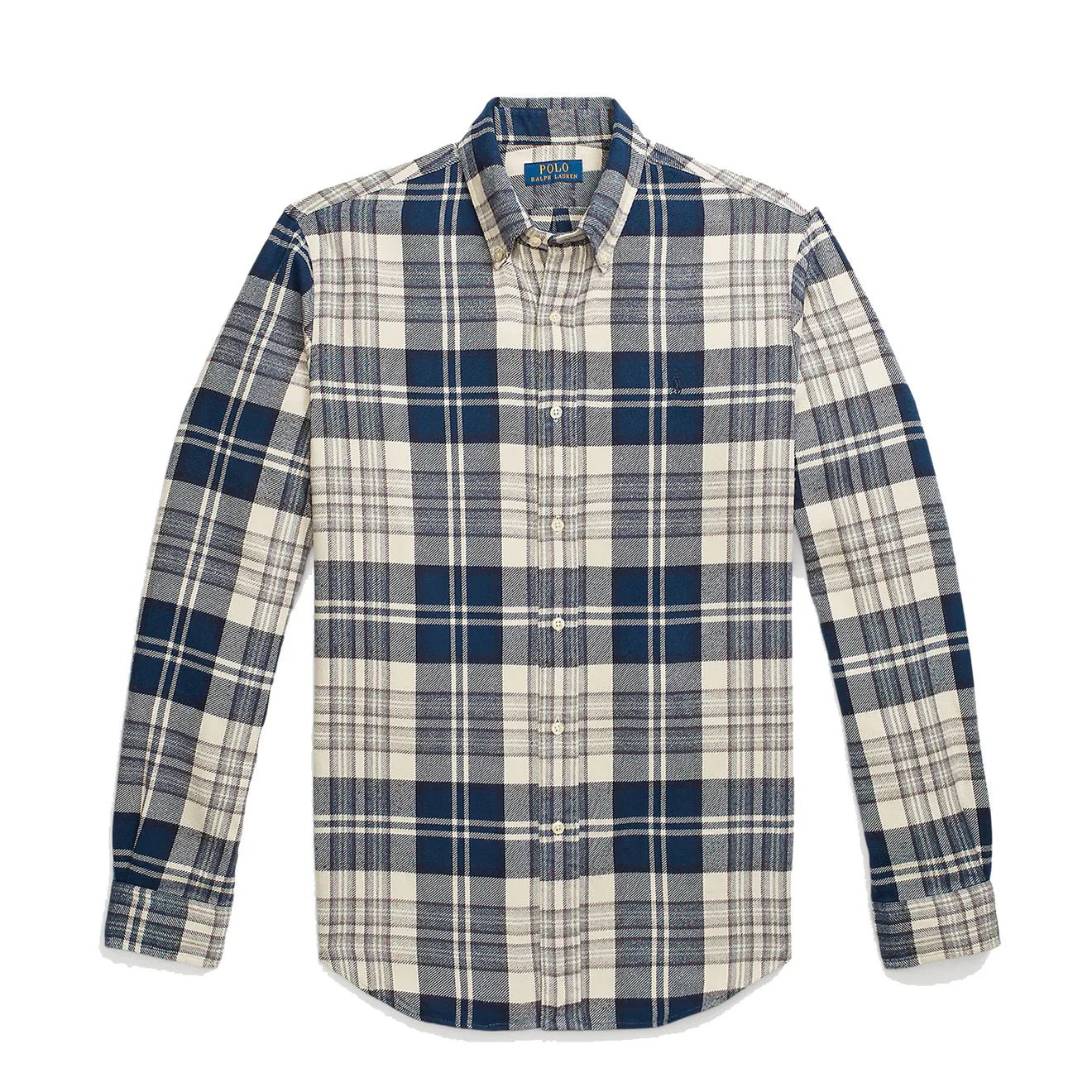 Polo Ralph Lauren Custom Fit Plaid Brushed Flannel Shirt Off White/Navy - The Sporting Lodge