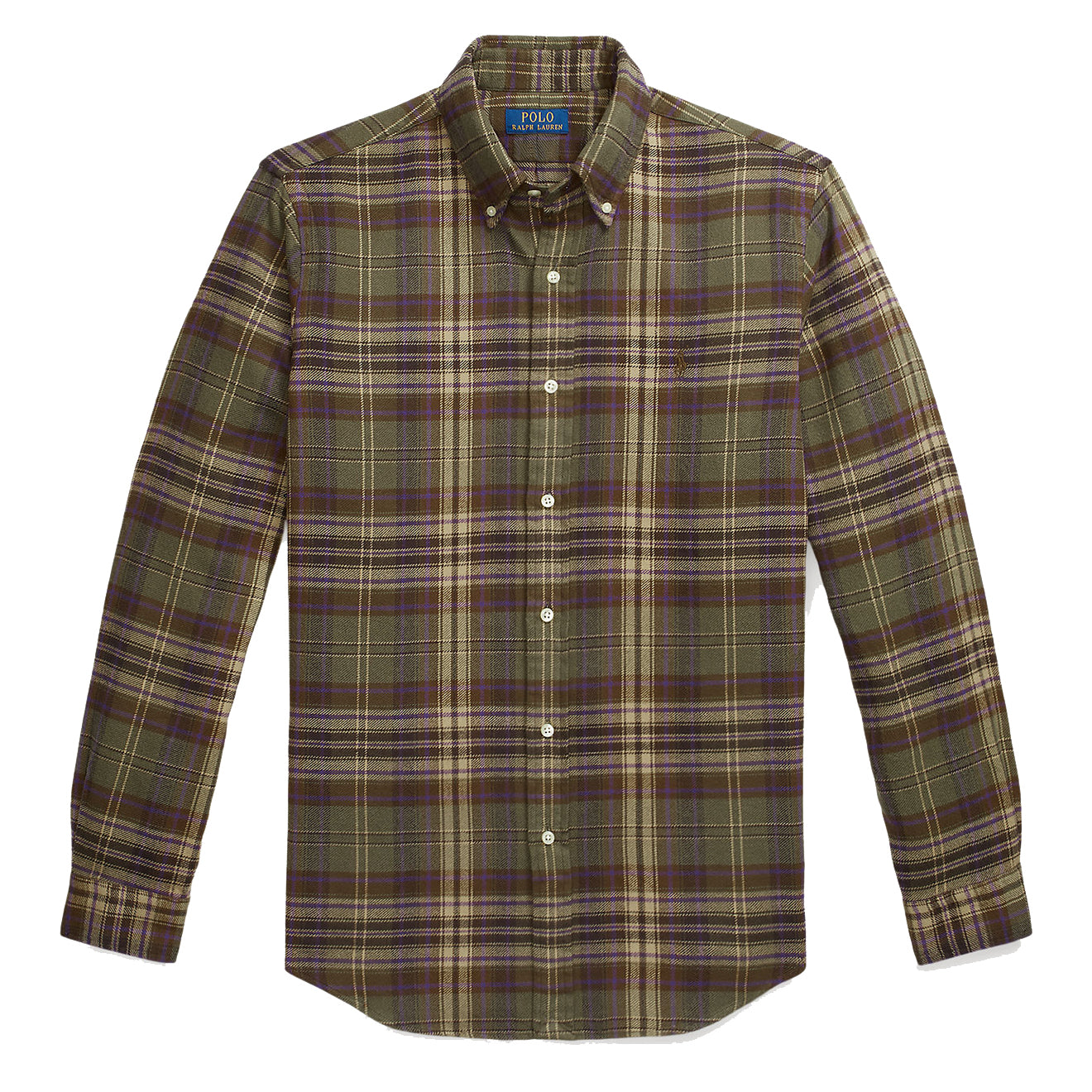 Polo Ralph Lauren Custom Fit Plaid Brushed Flannel Shirt Olive/Brown Multi - The Sporting Lodge