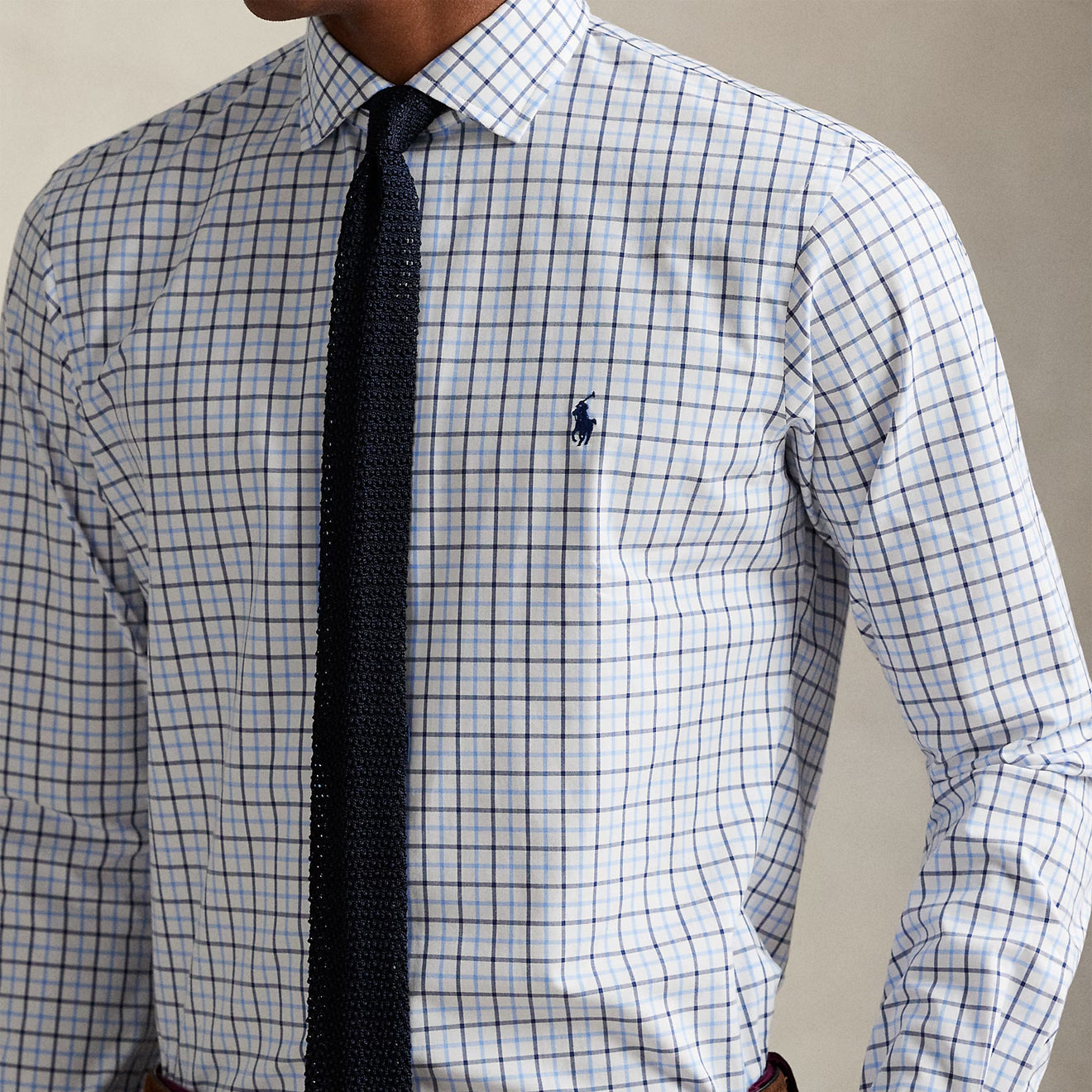 Polo Ralph Lauren Custom Fit Plaid Stretch Poplin Shirt White / Blue / Multi