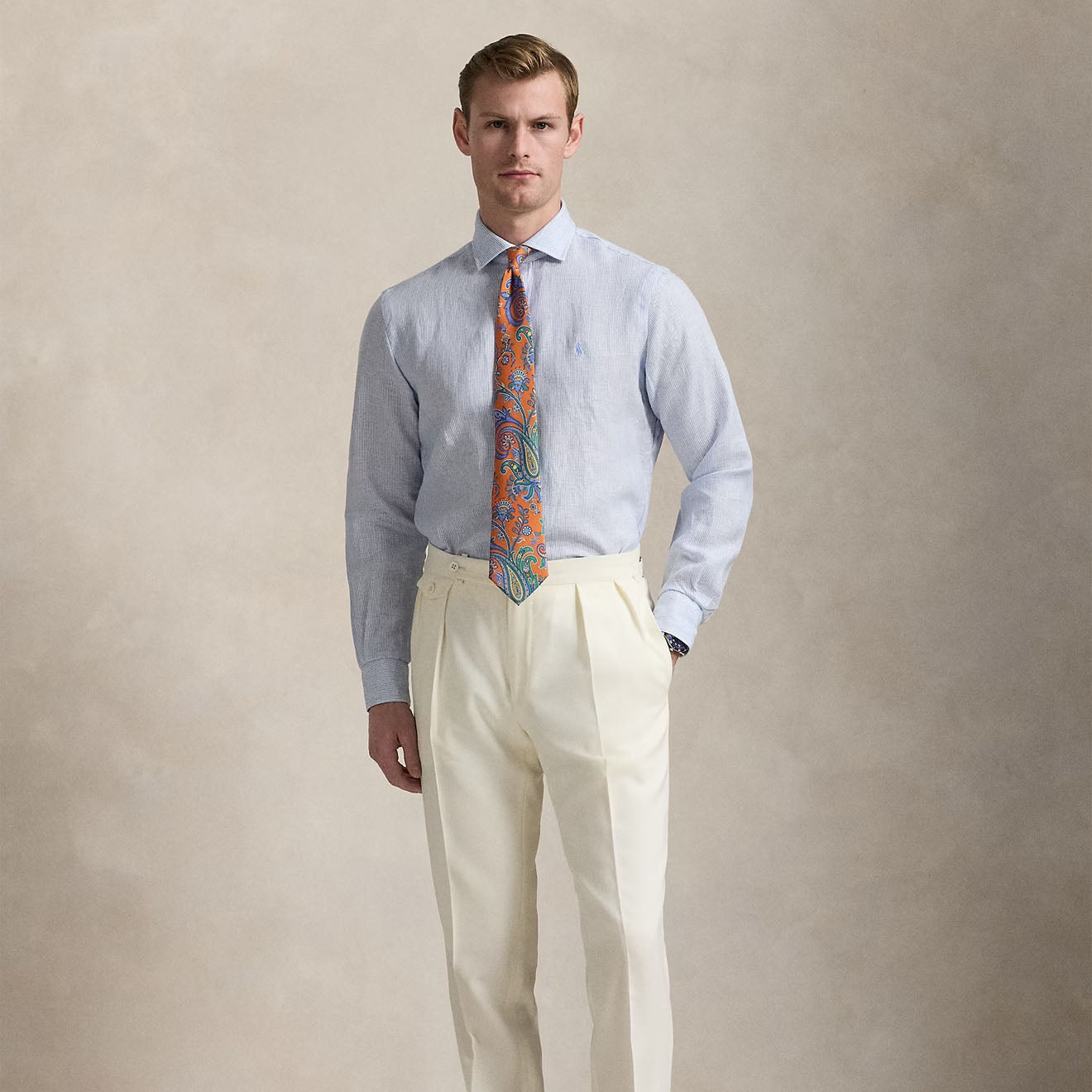 Polo Ralph Lauren Custom Fit Striped Linen Shirt Cabana Blue White - The Sporting Lodge