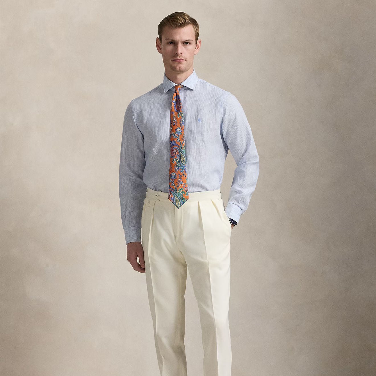 Polo Ralph Lauren Custom Fit Striped Linen Shirt Cabana Blue White - The Sporting Lodge