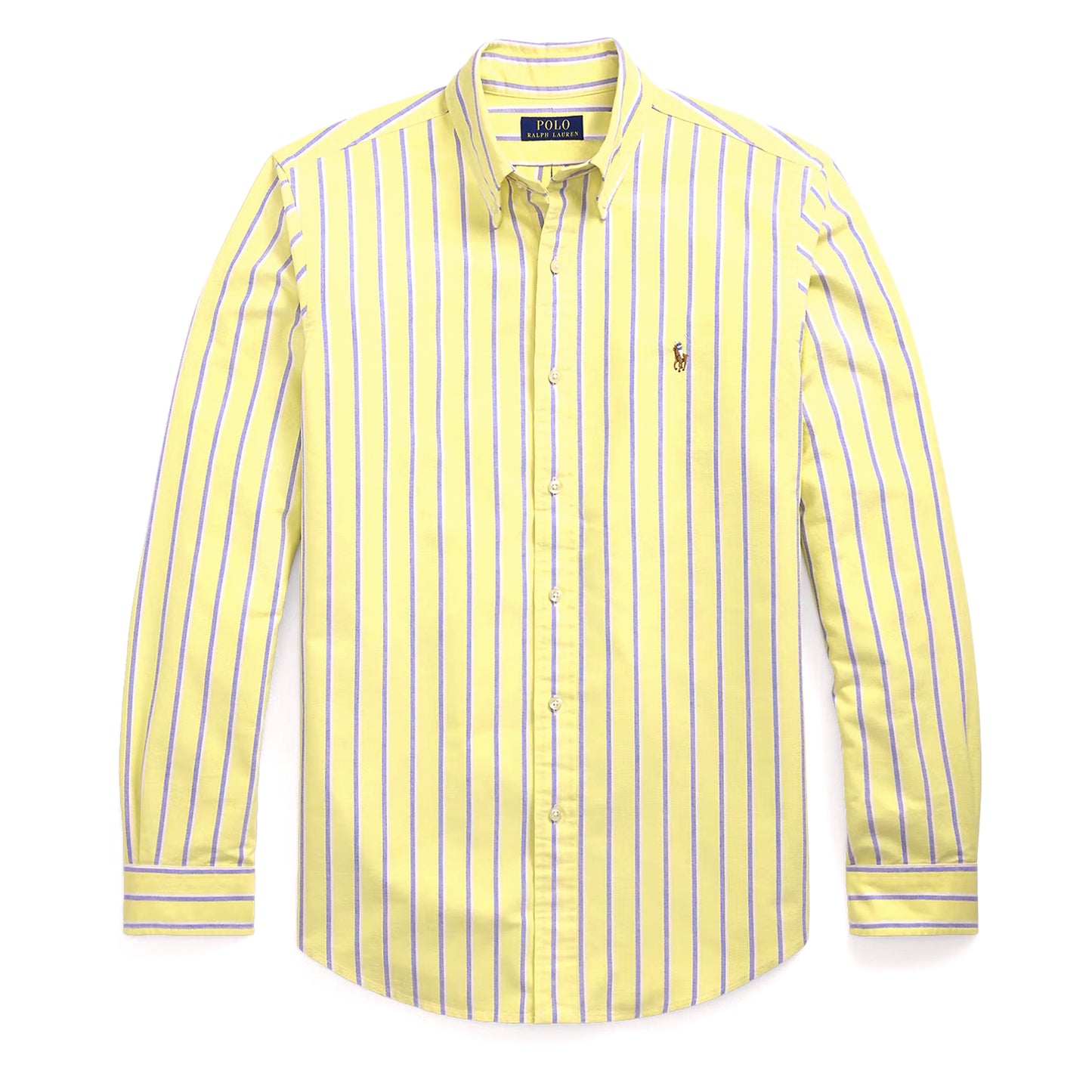 Polo Ralph Lauren Custom Fit Striped Oxford Shirt Blue / Yellow - The Sporting Lodge