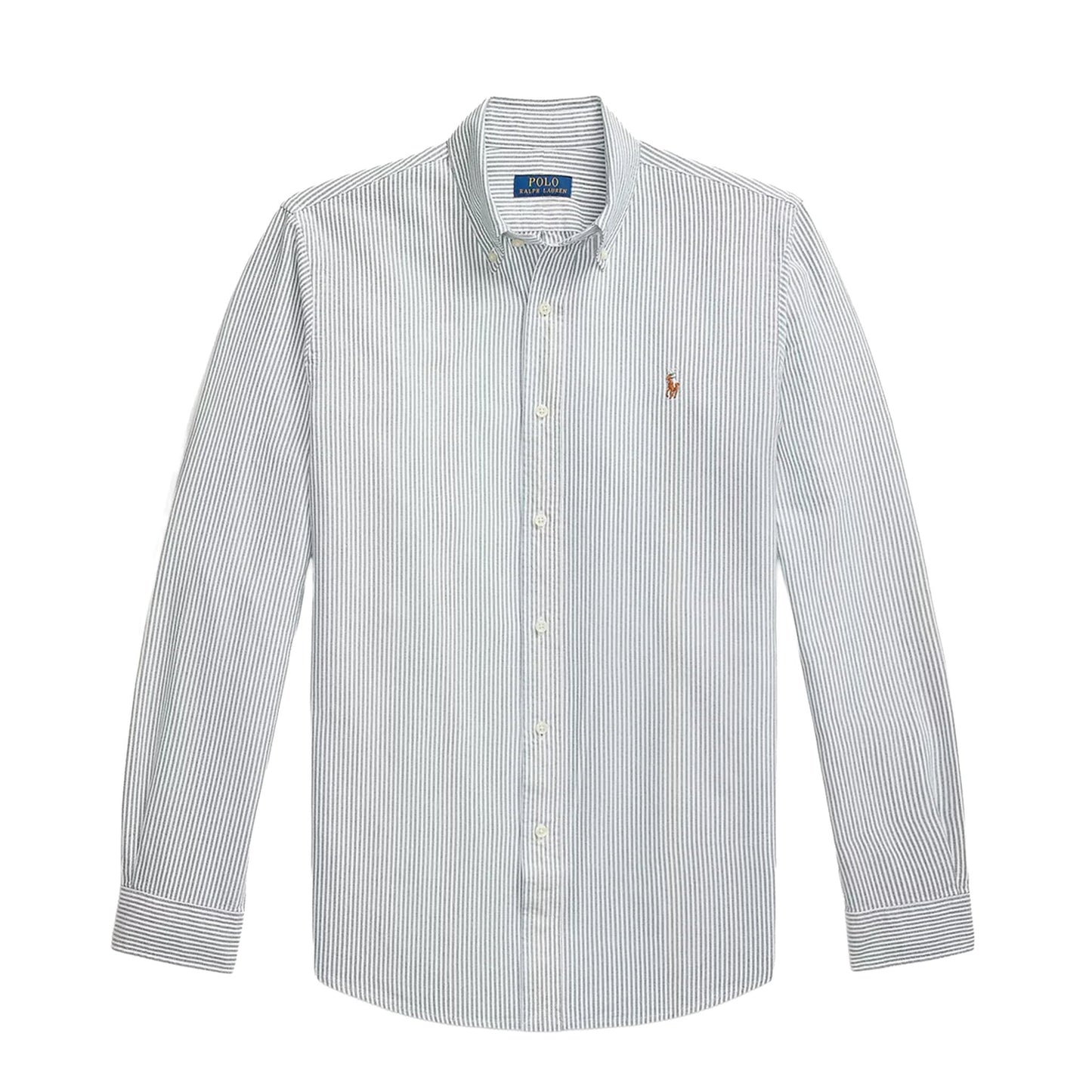 Polo Ralph Lauren Custom Fit Striped Oxford Shirt Uni Pine / White - The Sporting Lodge