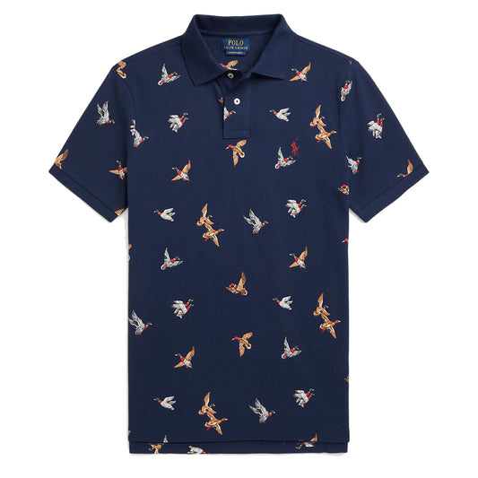 Polo Ralph Lauren Custom Slim Duck-Print Polo Shirt Mallard Flight Newport Navy - The Sporting Lodge