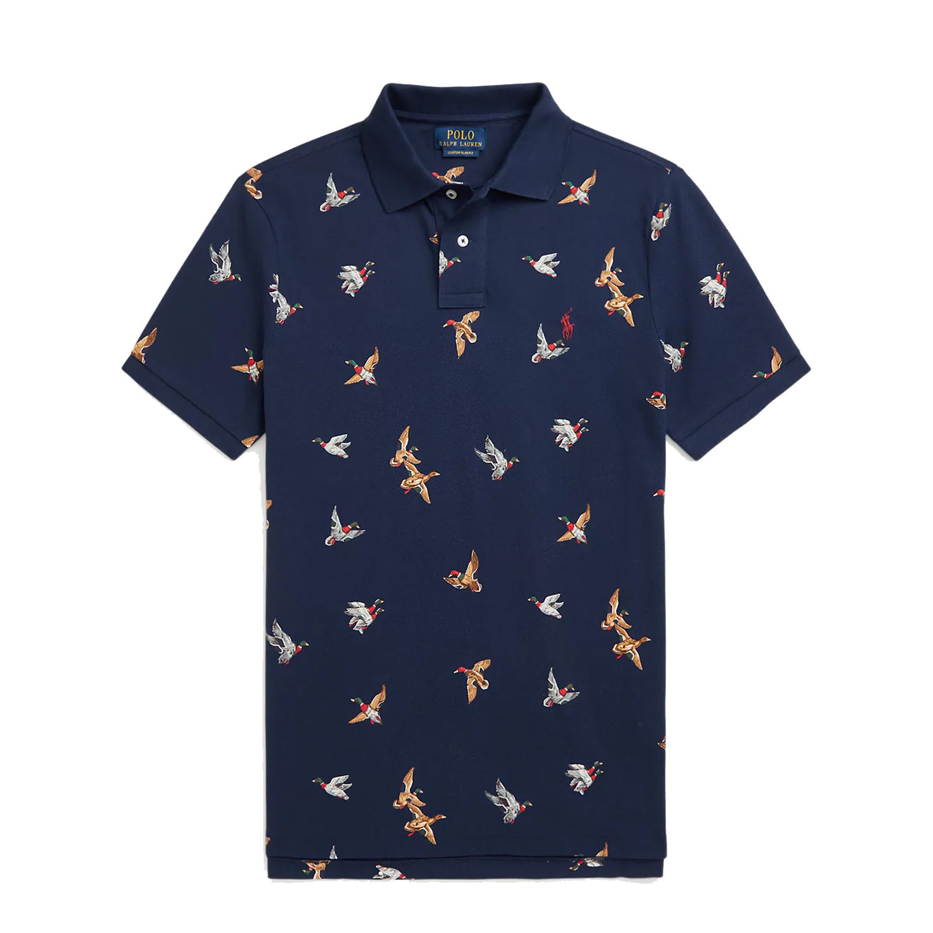 Polo Ralph Lauren Custom Slim Duck-Print Polo Shirt Mallard Flight Newport Navy - The Sporting Lodge