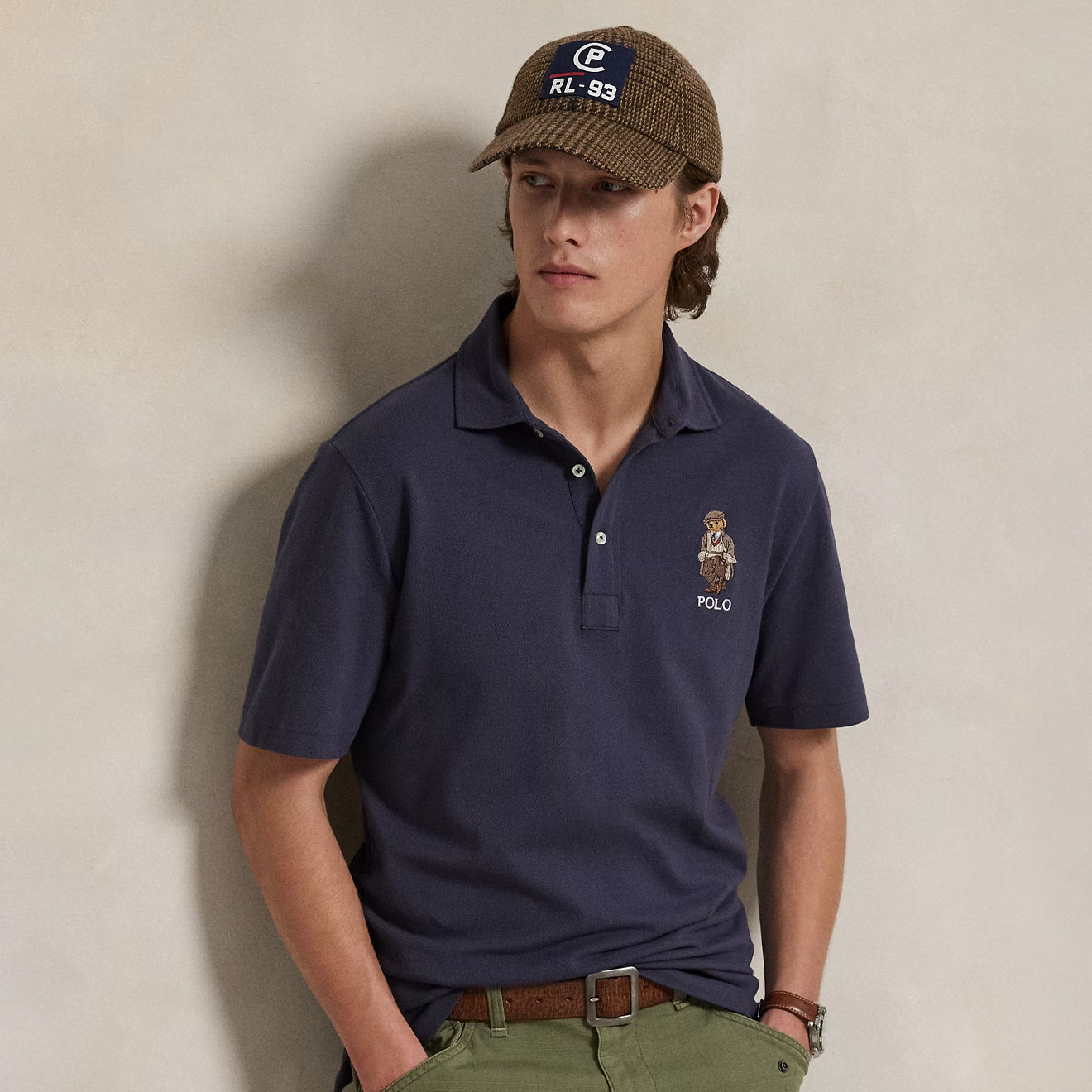 Polo Ralph Lauren Custom Slim Polo Bear Mesh Polo Shirt Faded Blue Heritage Bear - The Sporting Lodge