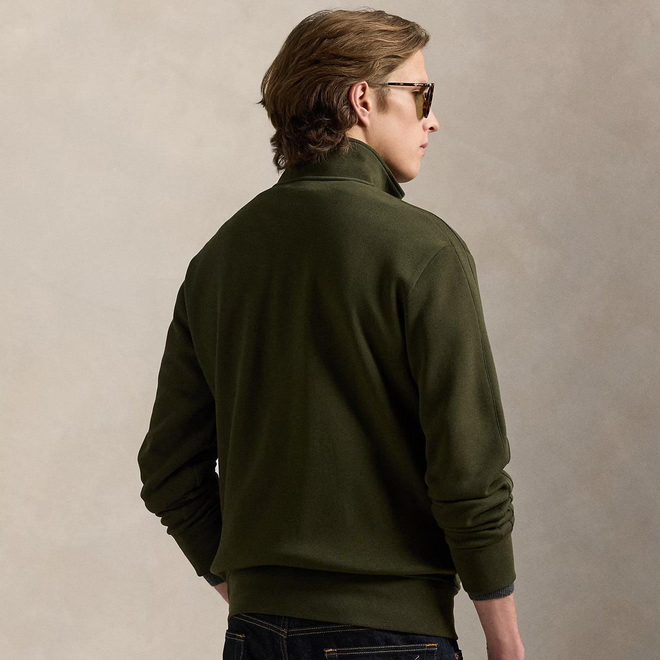 Polo Ralph Lauren Double Knit Track Jacket Company Olive - The Sporting Lodge