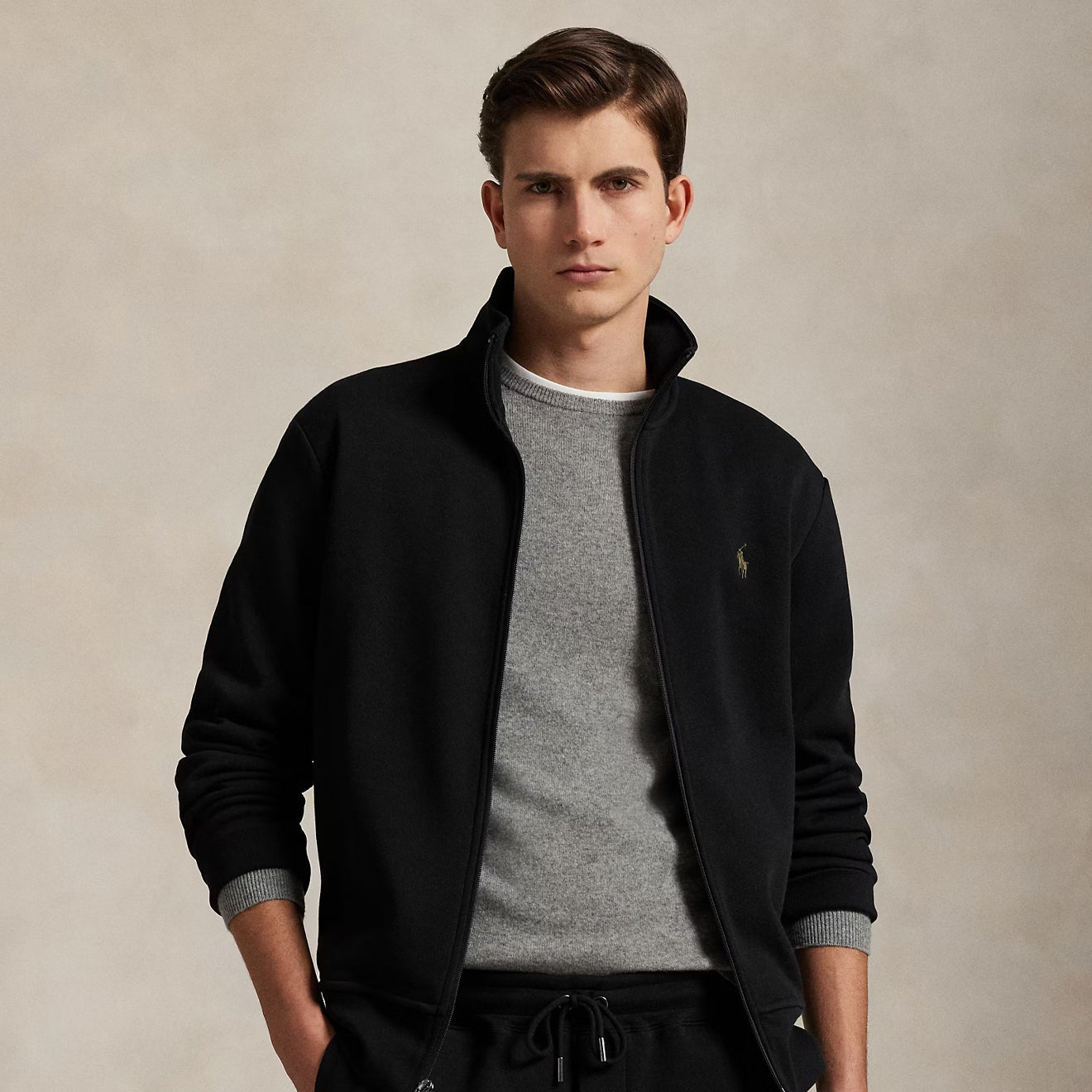 Polo Ralph Lauren Double Knit Track Jacket Polo Black - The Sporting Lodge