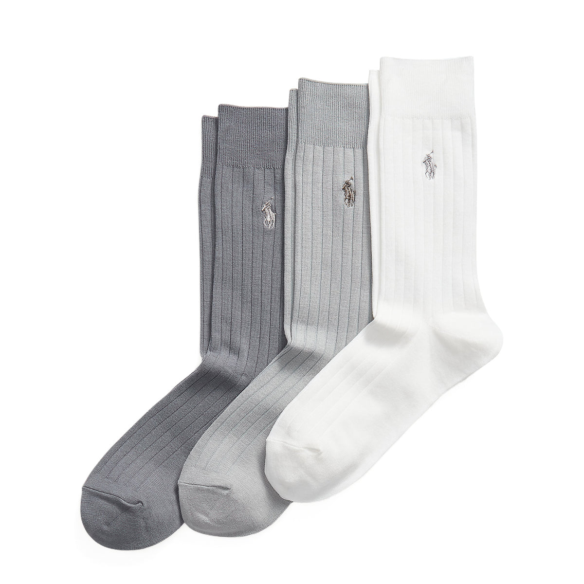 Polo Ralph Lauren Egyptian Rib Crew Sock 3-Pack Ivory / Grey Multi