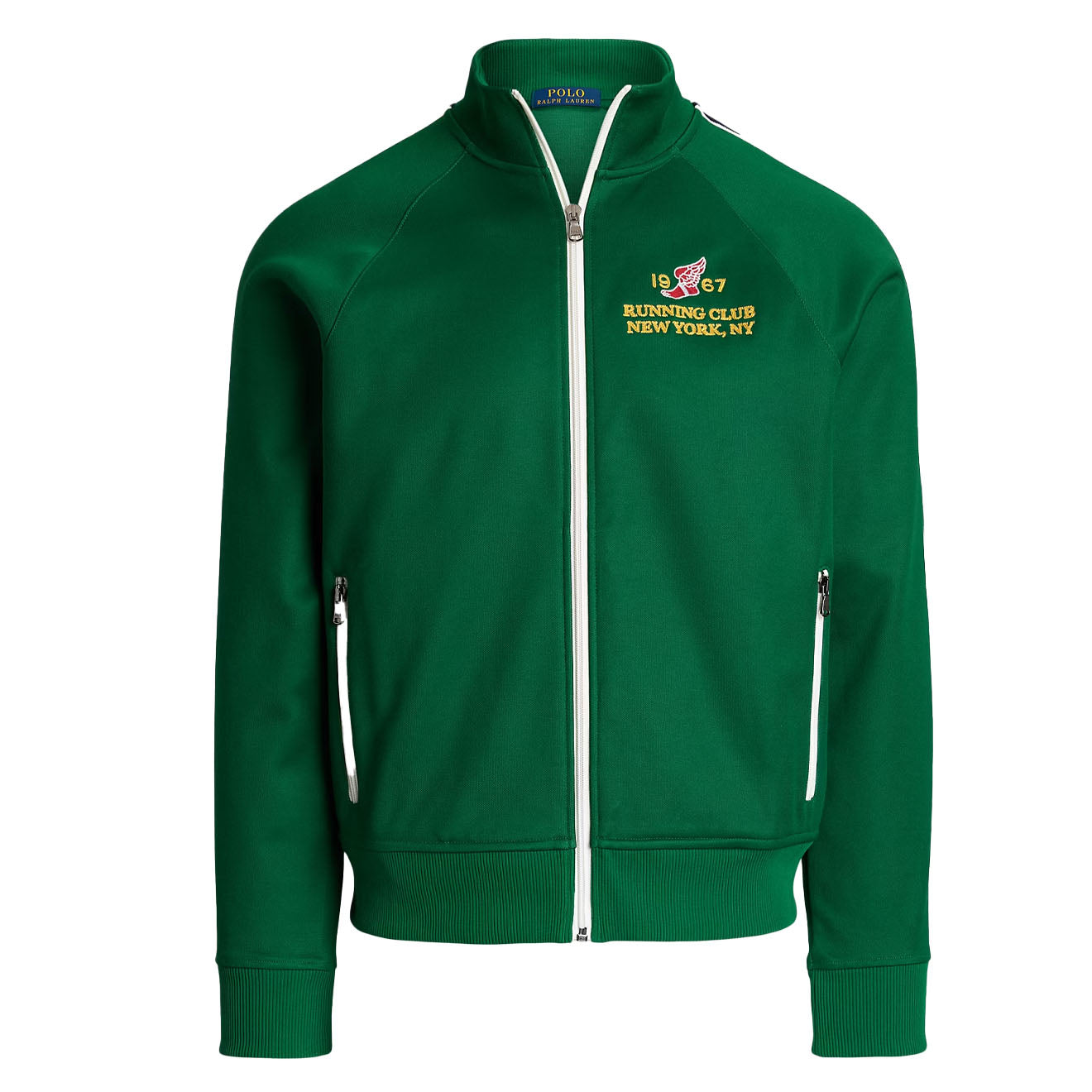Polo Ralph Lauren Embroidered Plaited Tricot Track Jacket Tennis Green - The Sporting Lodge