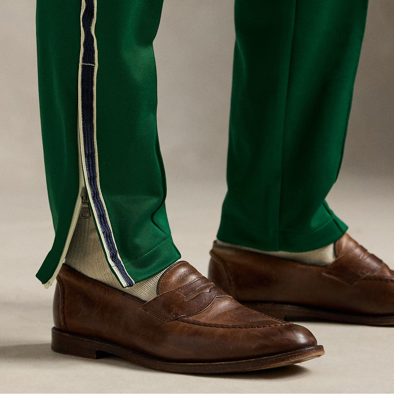 Polo Ralph Lauren Embroidered Plaited Tricot Track Trouser Tennis Green - The Sporting Lodge