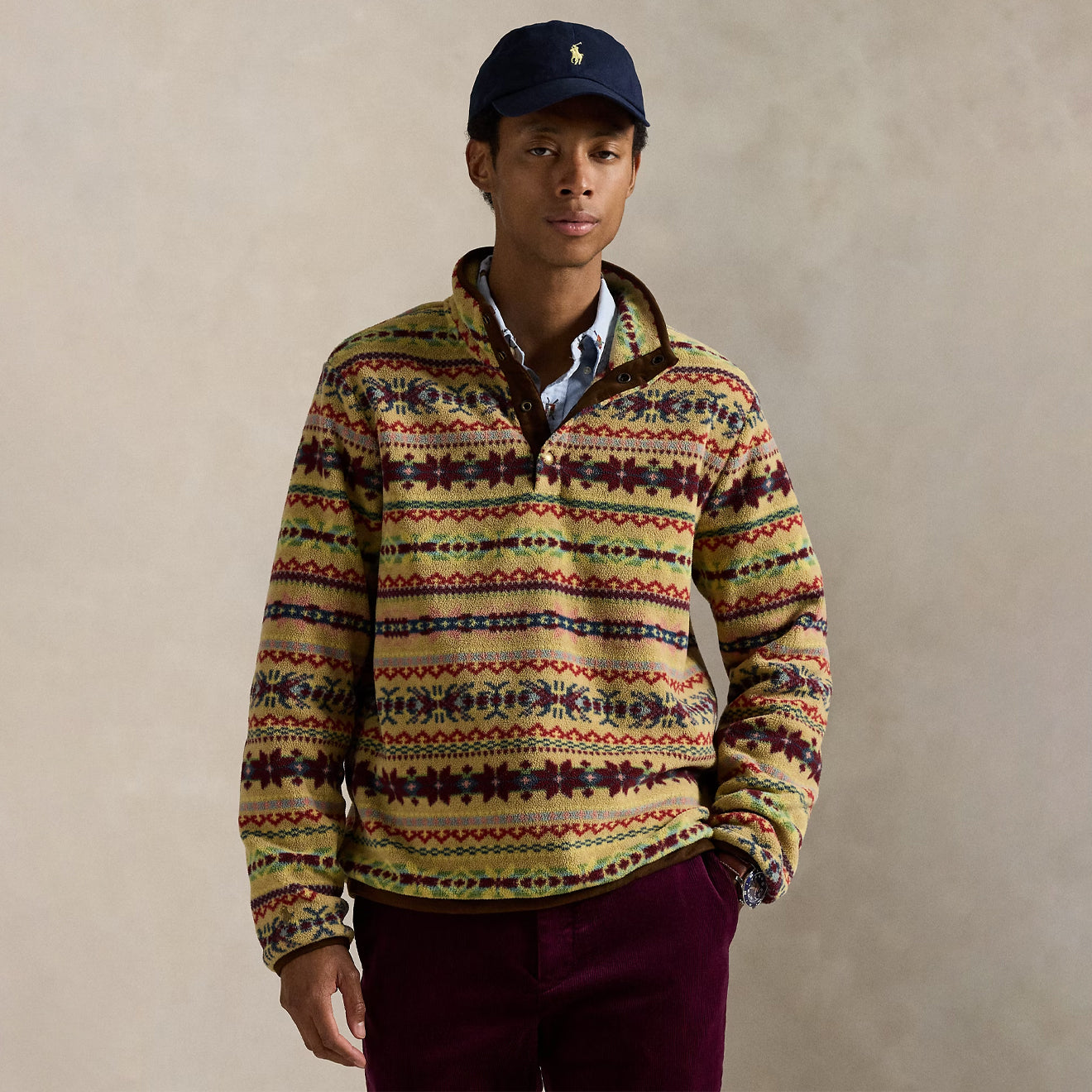 Polo Ralph Lauren Fair Isle-Inspired Fleece Pullover Camel Combo