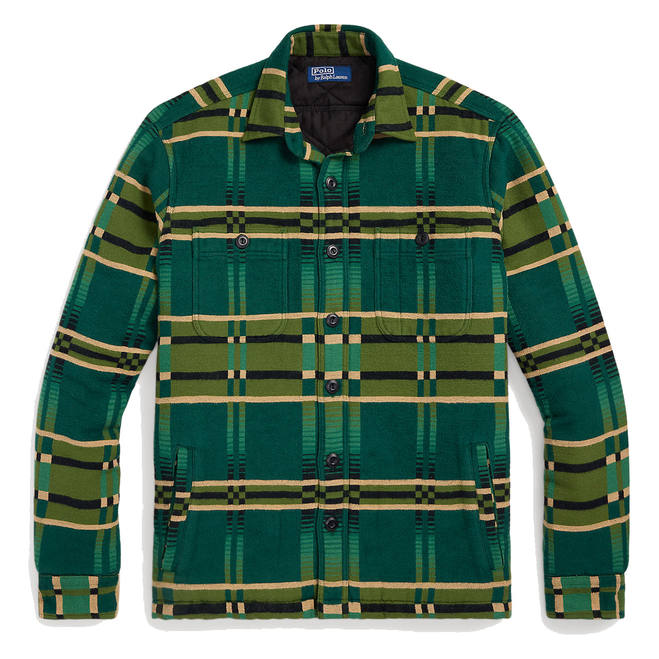 Polo Ralph Lauren Geometric Jacquard Overshirt Olive - The Sporting Lodge