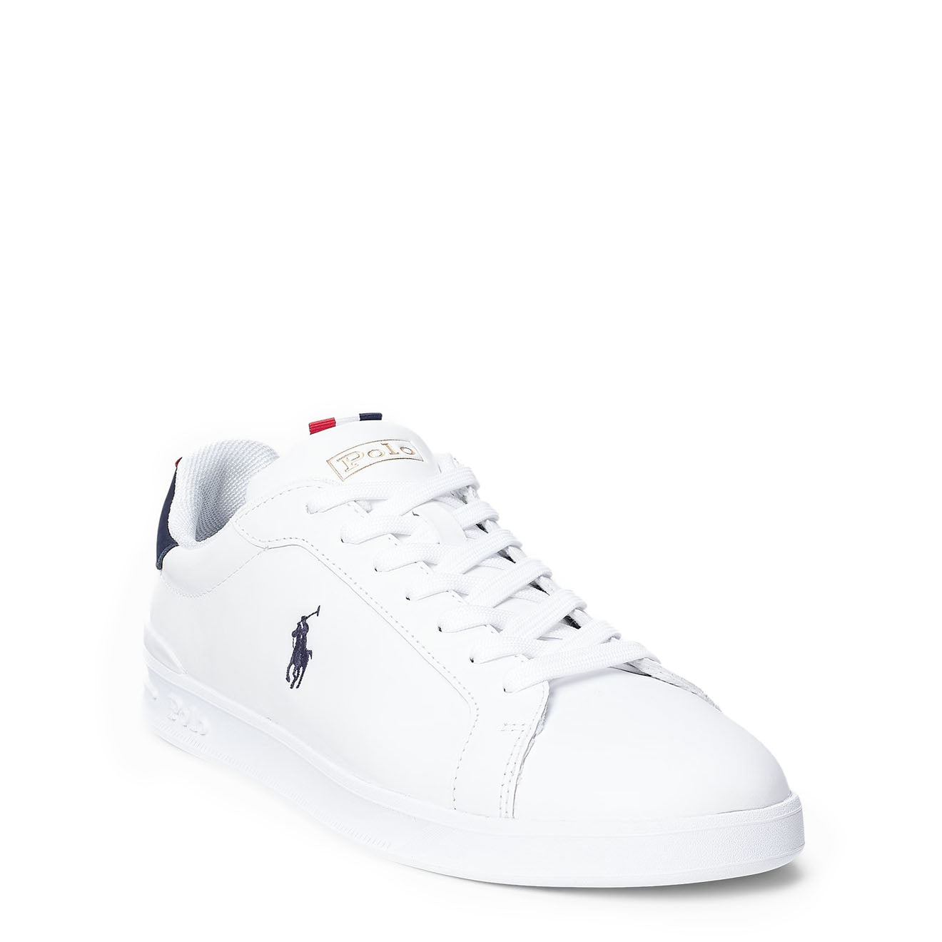 Polo Ralph Lauren Heritage Court II Leather Trainer White / Navy / Red - The Sporting Lodge