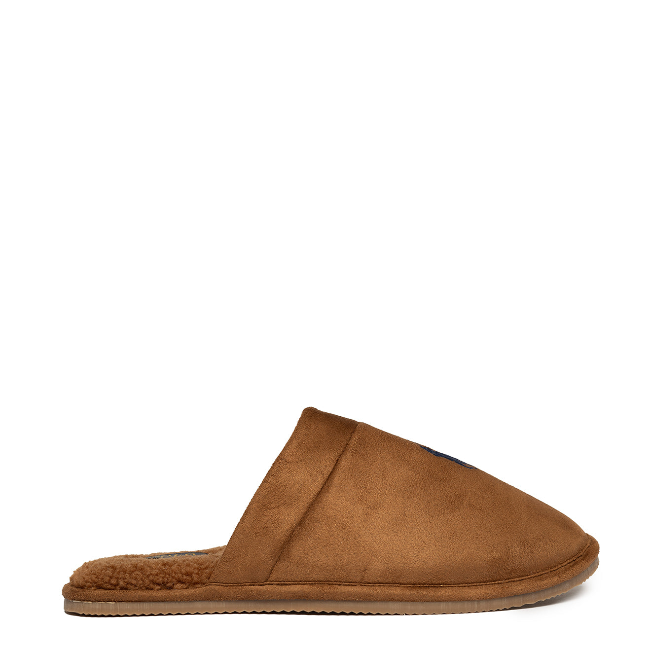 Polo Ralph Lauren Klarence Micro Suede Scuff Slipper Brown / Navy - The Sporting Lodge