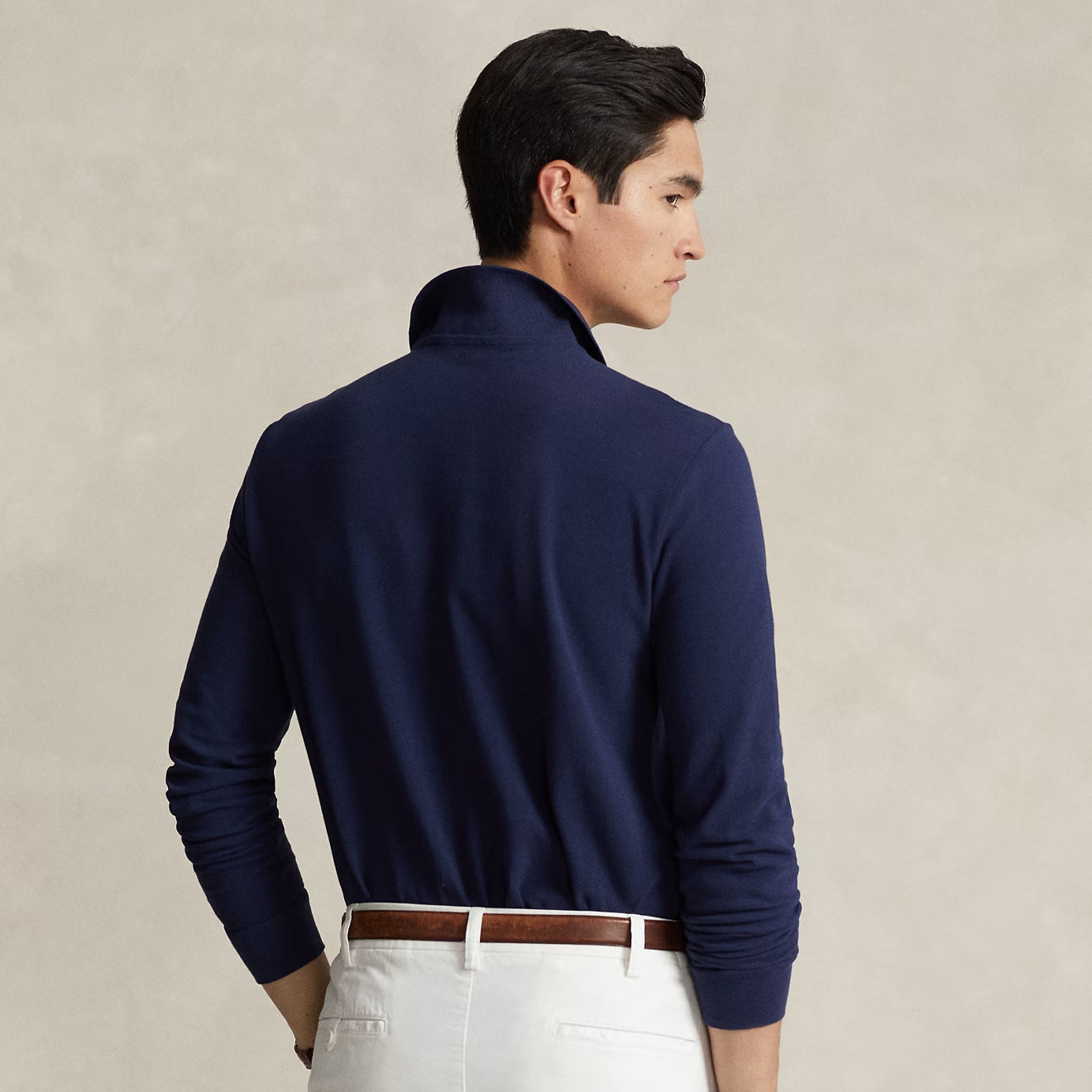 Polo Ralph Lauren L/S Custom Slim Fit Polo Shirt Newport Navy - The Sporting Lodge