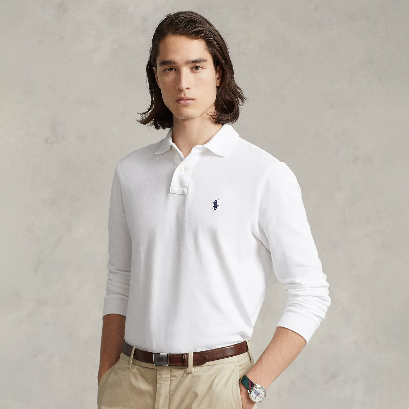 Polo Ralph Lauren L/S Custom Slim Fit Polo Shirt White - The Sporting Lodge