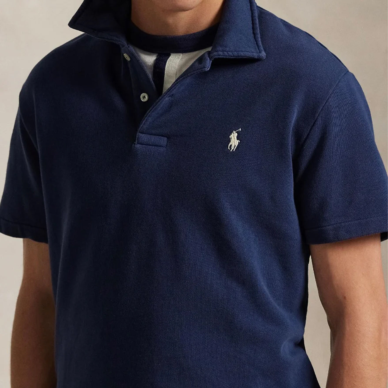 Polo Ralph Lauren Loopback Fleece Polo Collar Sweatshirt Cruise Navy - The Sporting Lodge