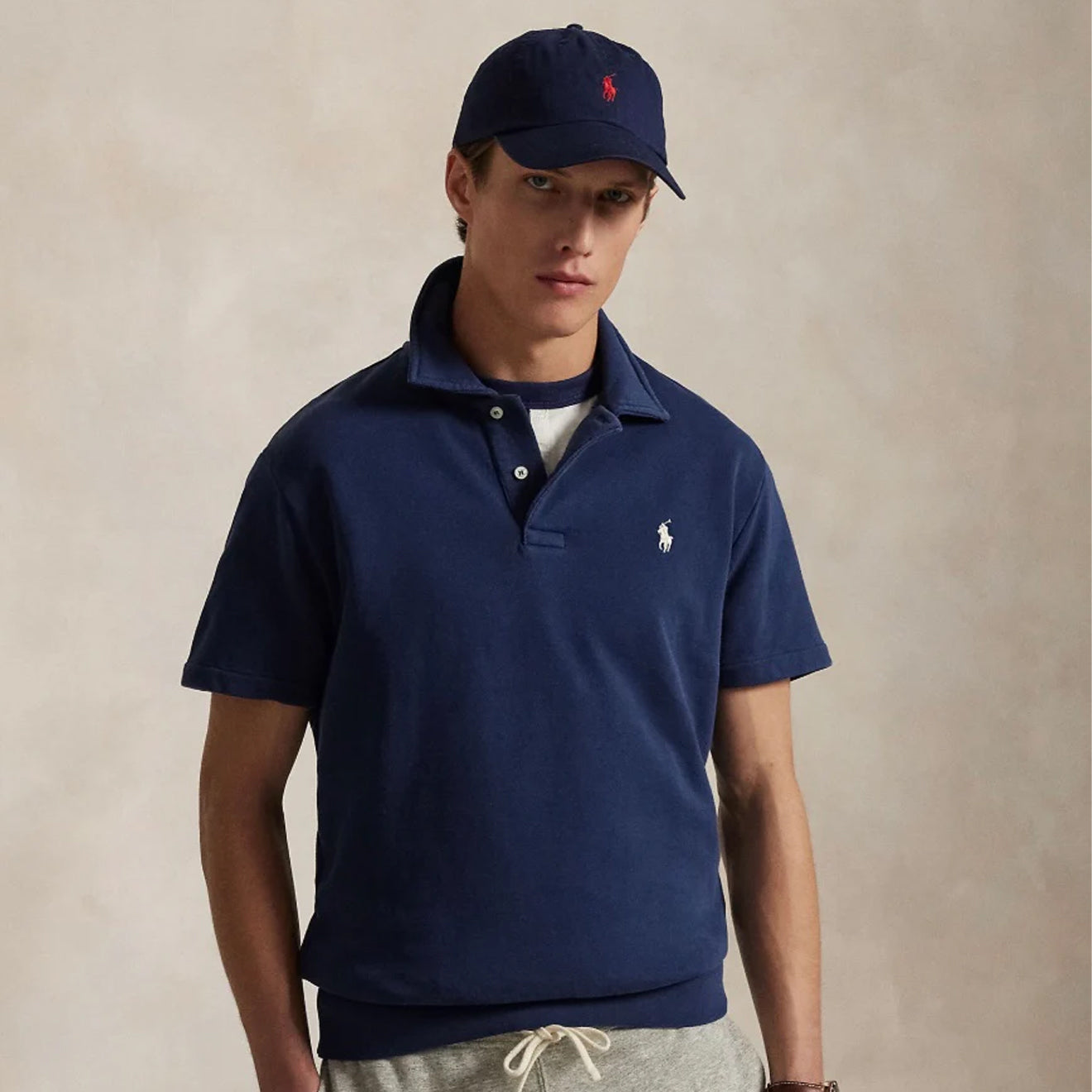 Polo Ralph Lauren Loopback Fleece Polo Collar Sweatshirt Cruise Navy - The Sporting Lodge