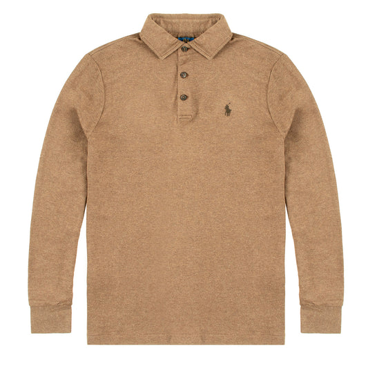 Polo Ralph Lauren Luxury Jersey Polo Shirt Nutmeg Brown Heather - The Sporting Lodge
