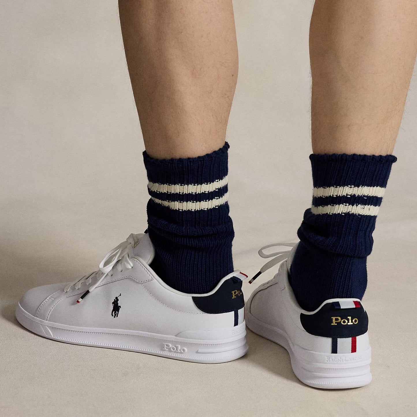Polo Ralph Lauren Masters Court Leather White / Navy / Red - The Sporting Lodge
