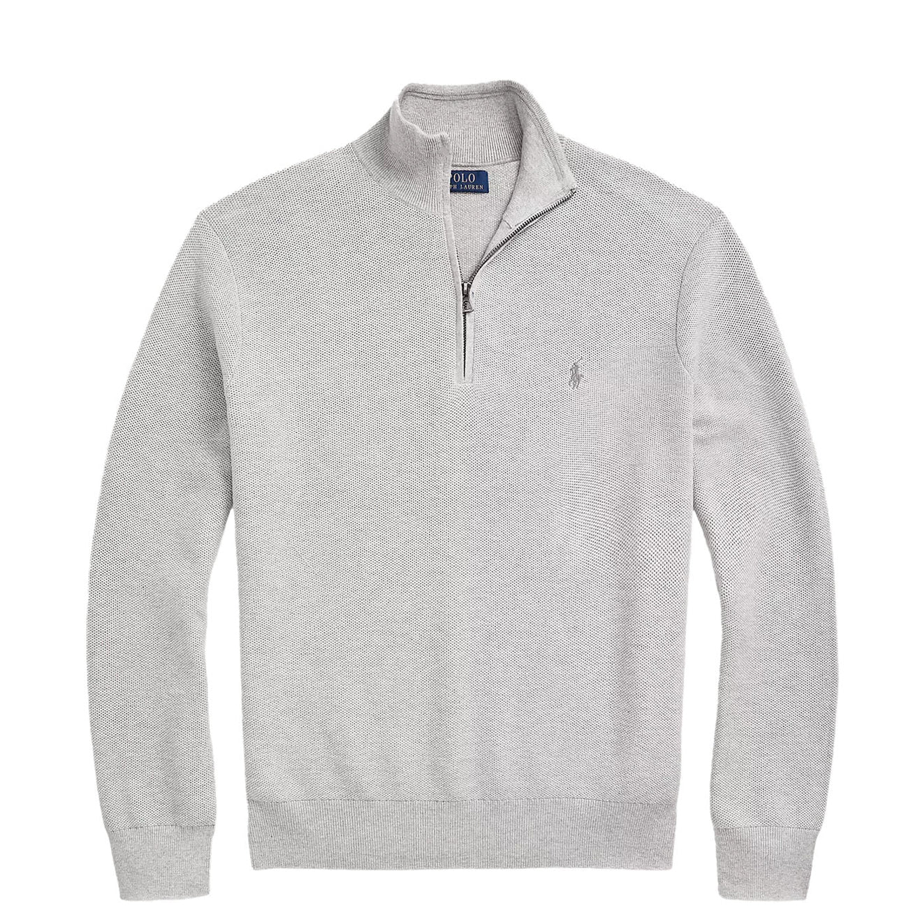 Polo Ralph Lauren Mesh-Knit Cotton Quarter-Zip Jumper Andover Heather - The Sporting Lodge