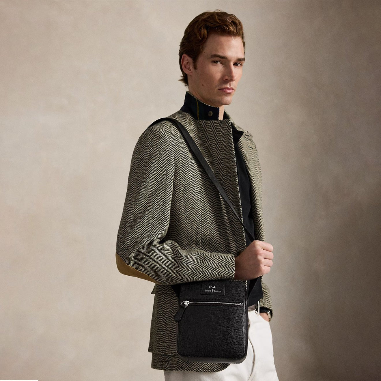 Polo Ralph Lauren Pebbled Leather Crossbody Bag Black