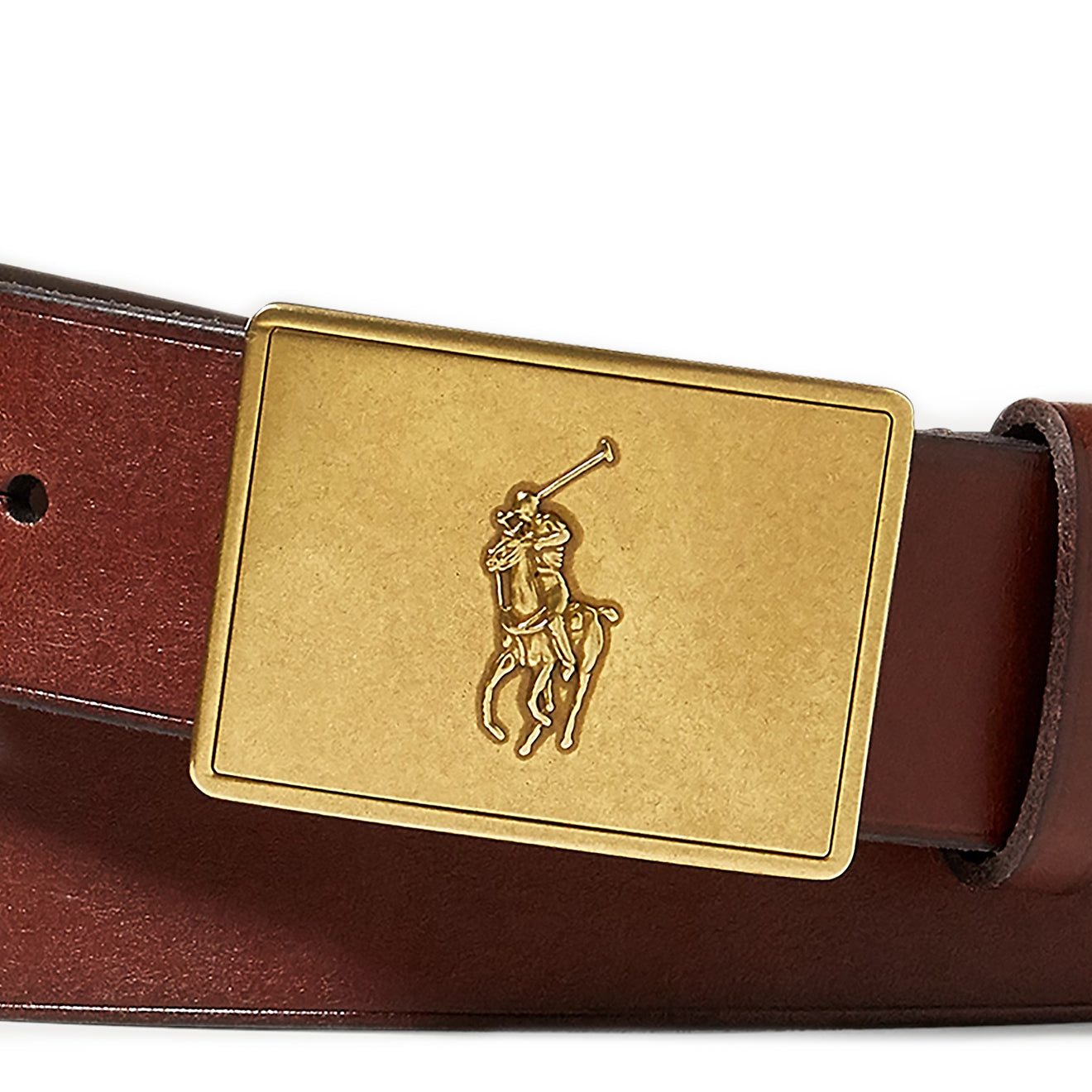 Polo Ralph Lauren Pony Plaque Leather Belt Brown