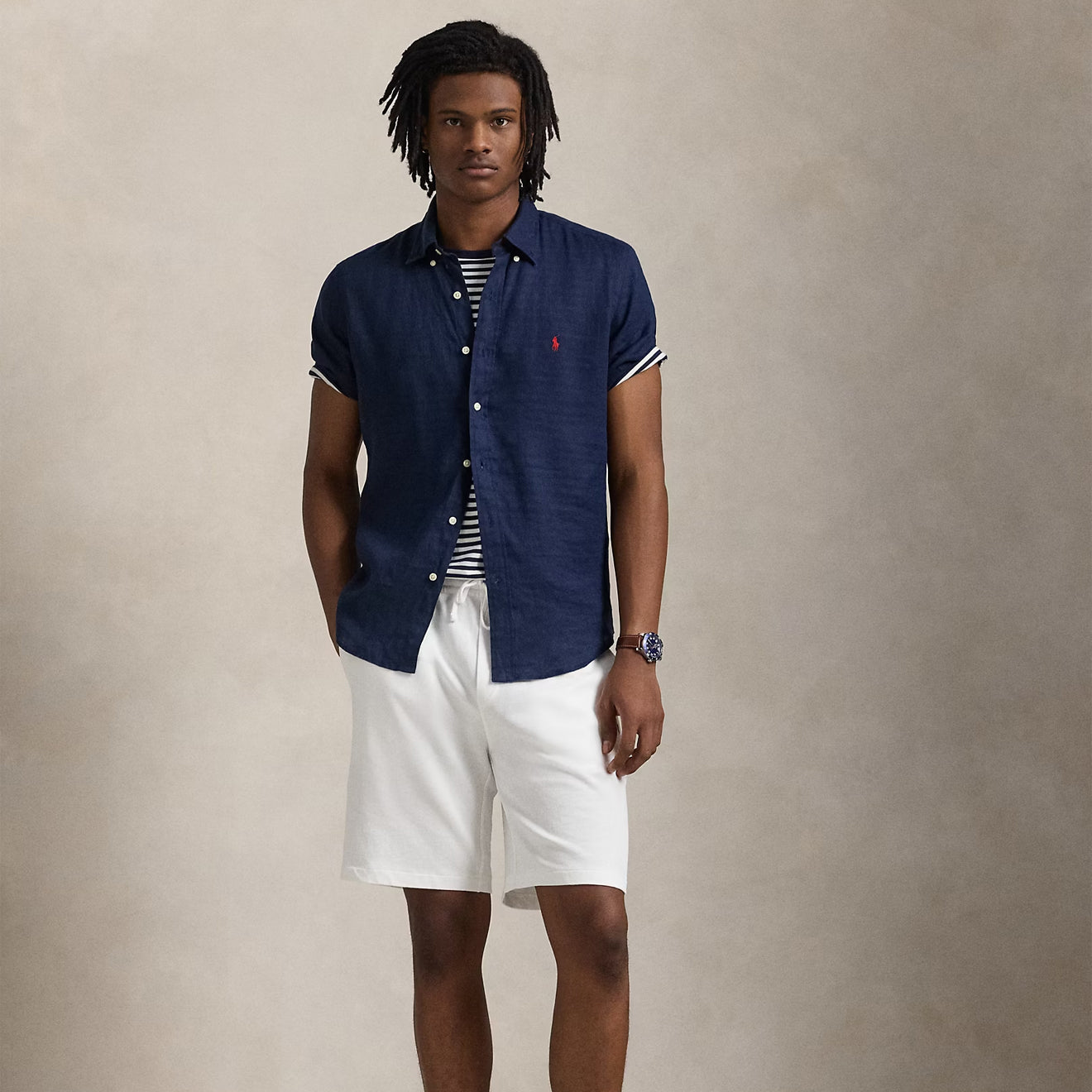 Polo Ralph Lauren Short Sleeve Sport Shirt Custom Newport Navy - The Sporting Lodge