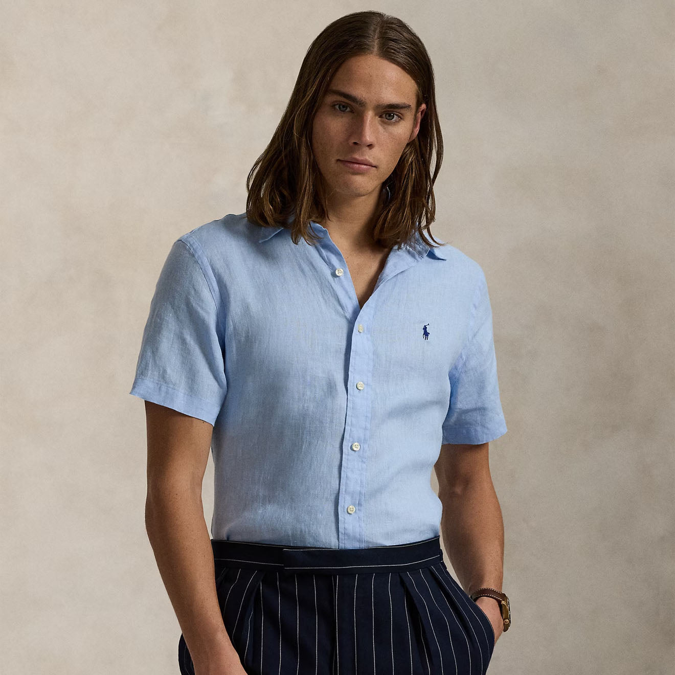 Polo Ralph Lauren Short Sleeve Sport Shirt Custom Office Blue - The Sporting Lodge