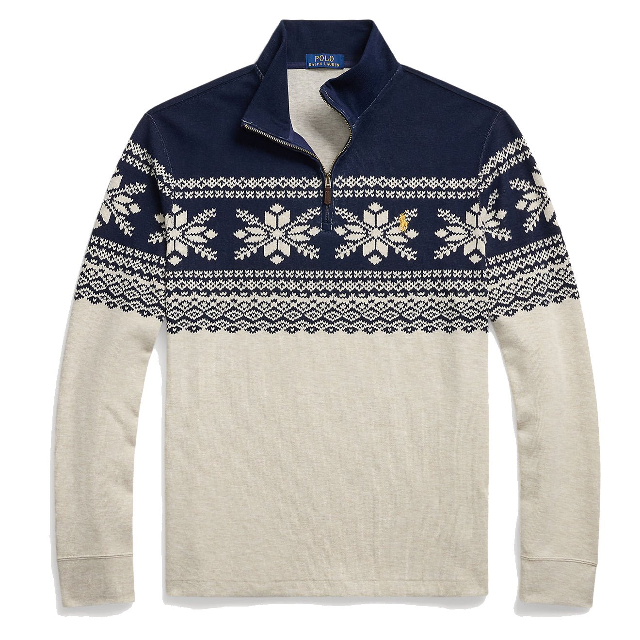 Polo Ralph Lauren Snowflake Double Knit Pullover Andres Geometric Navy - The Sporting Lodge